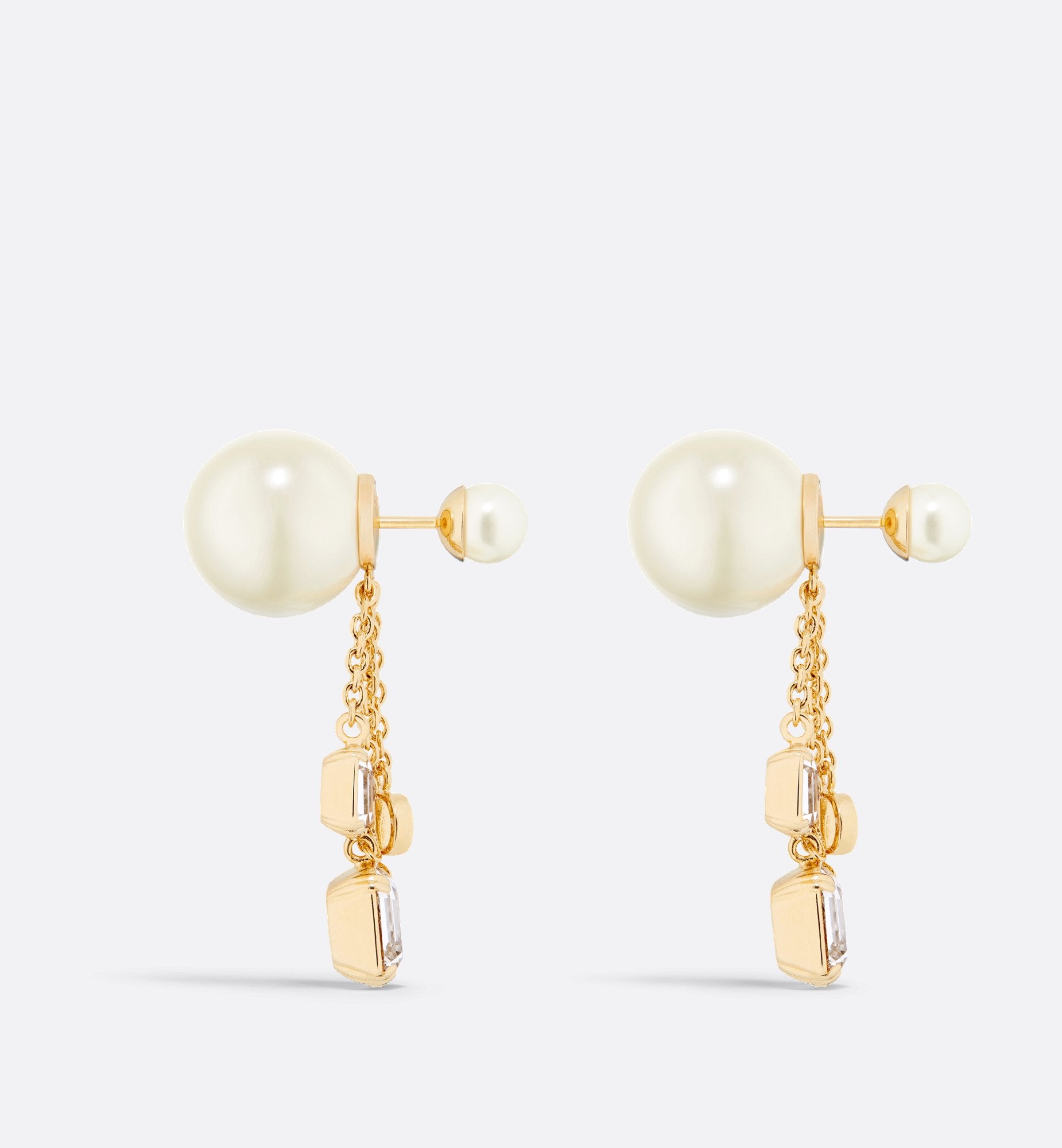 Tribales Earrings Gold Finish Metal With White Resin Pearls And Silver-Tone Crystals