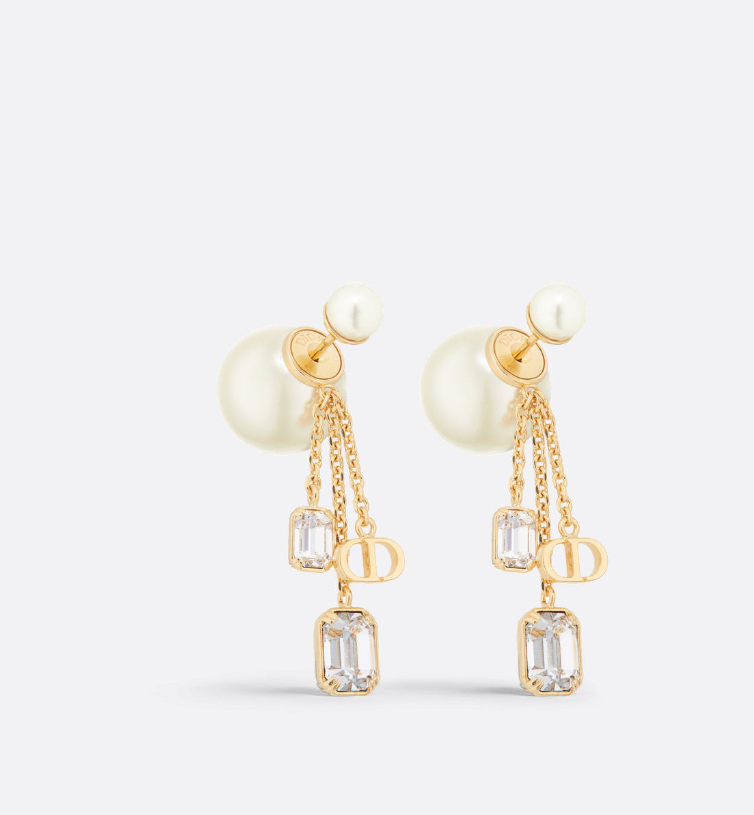 Tribales Earrings Gold Finish Metal With White Resin Pearls And Silver-Tone Crystals