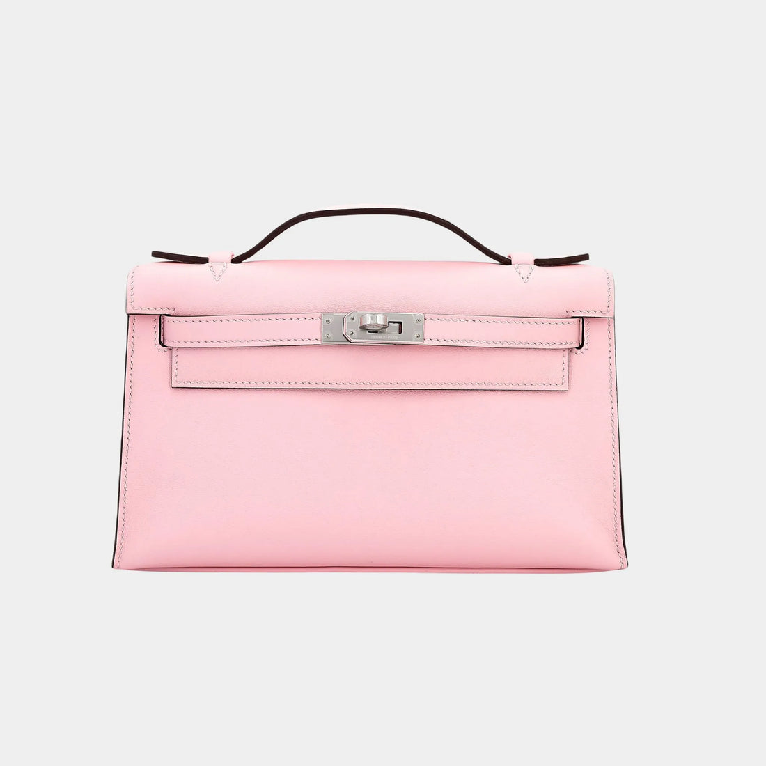 Hermes Kelly Pochette Swift Rose Sakura PHW , Front