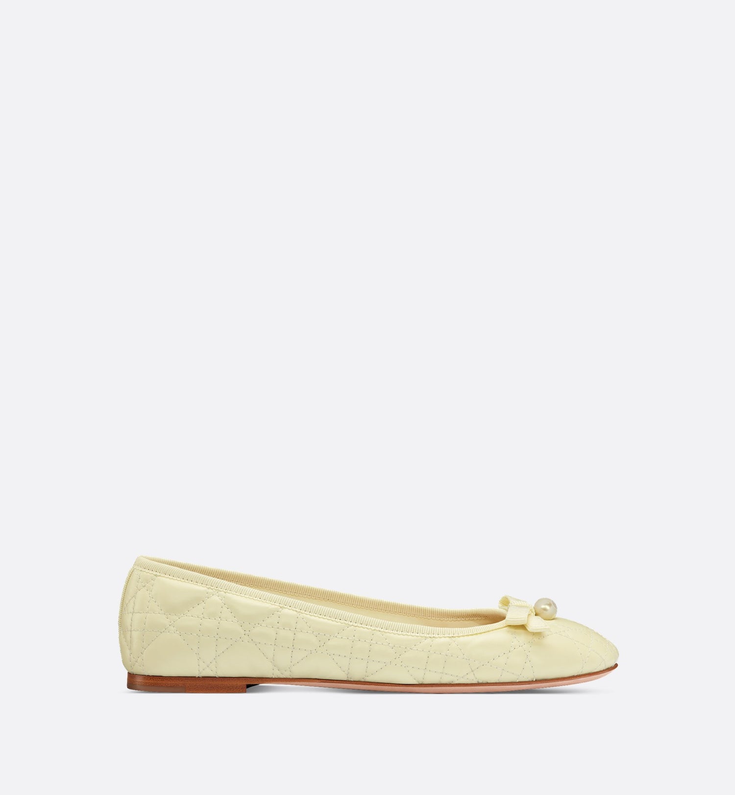 Ballet Flat Pastel Yellow Quilted Cannage Calfskin