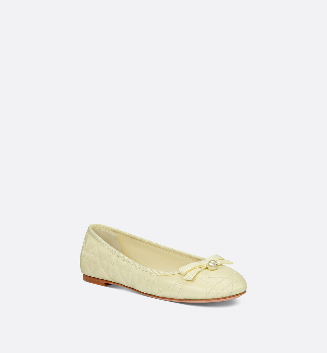 Ballet Flat Pastel Yellow Quilted Cannage Calfskin