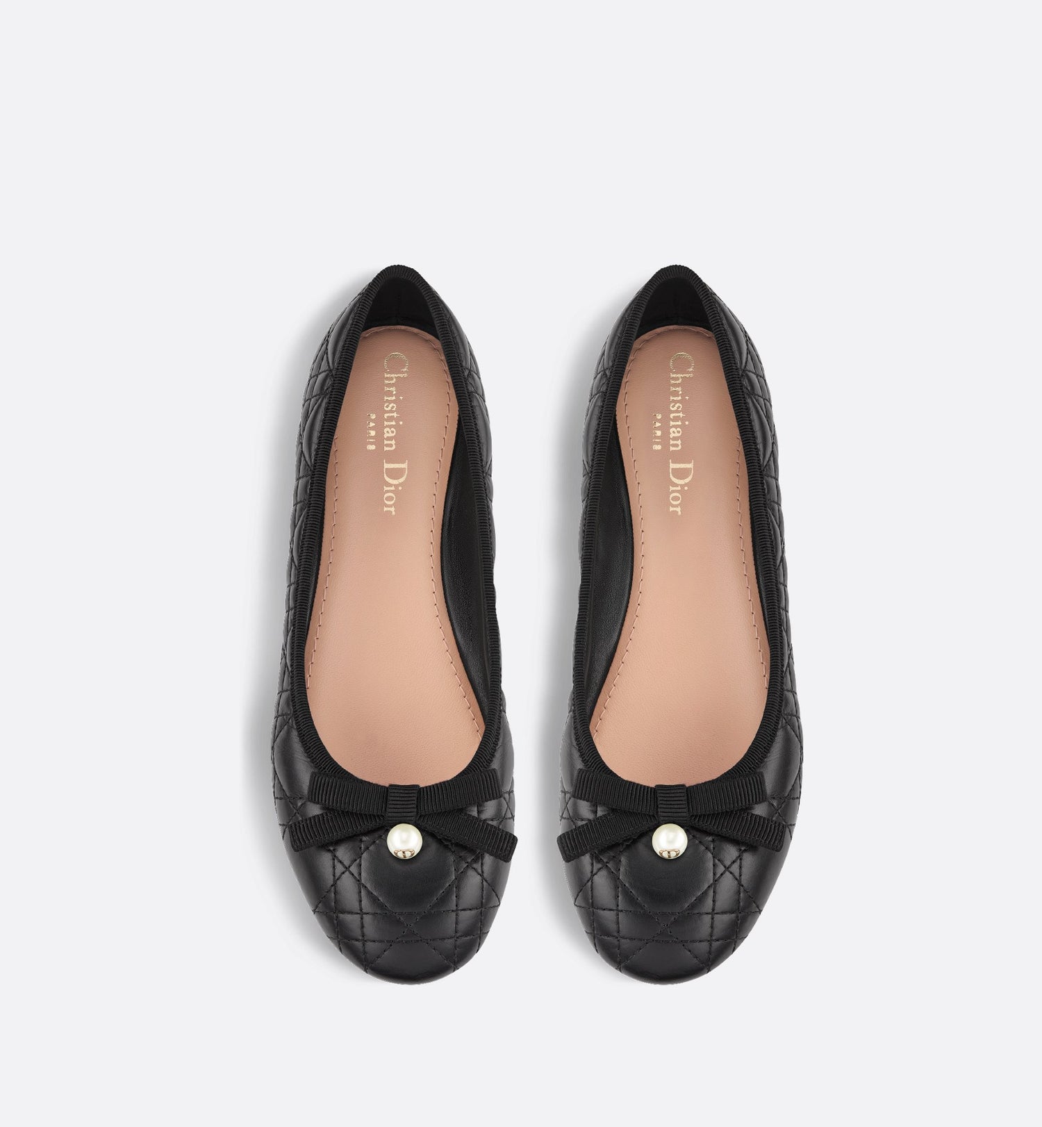 Ballet Flat Black Quilted Cannage Calfskin