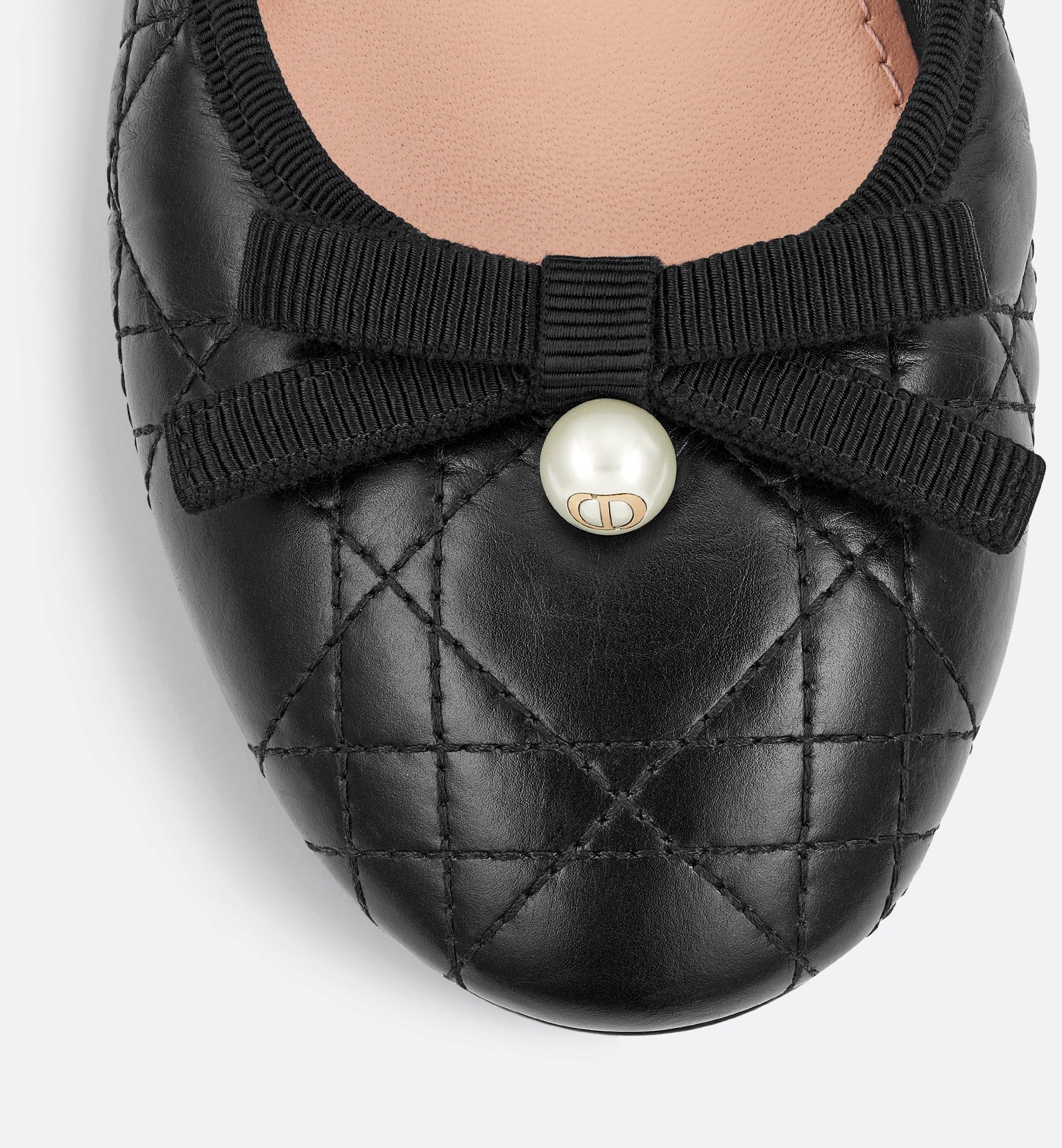 Ballet Flat Black Quilted Cannage Calfskin