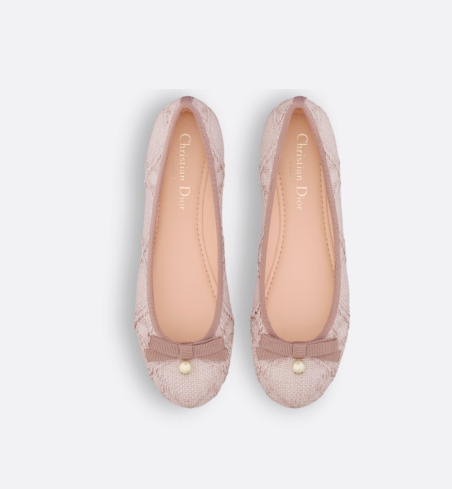 Ballet Flat Powder Pink Cannage Raffia