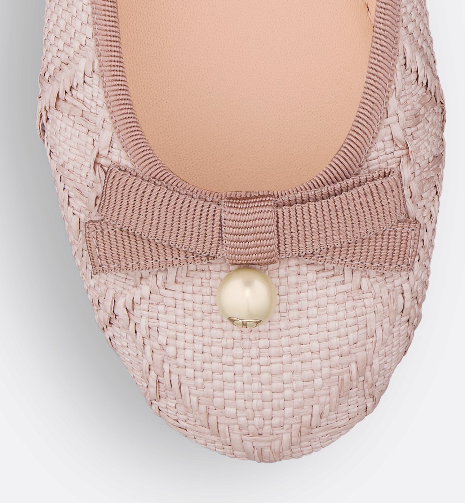 Ballet Flat Powder Pink Cannage Raffia