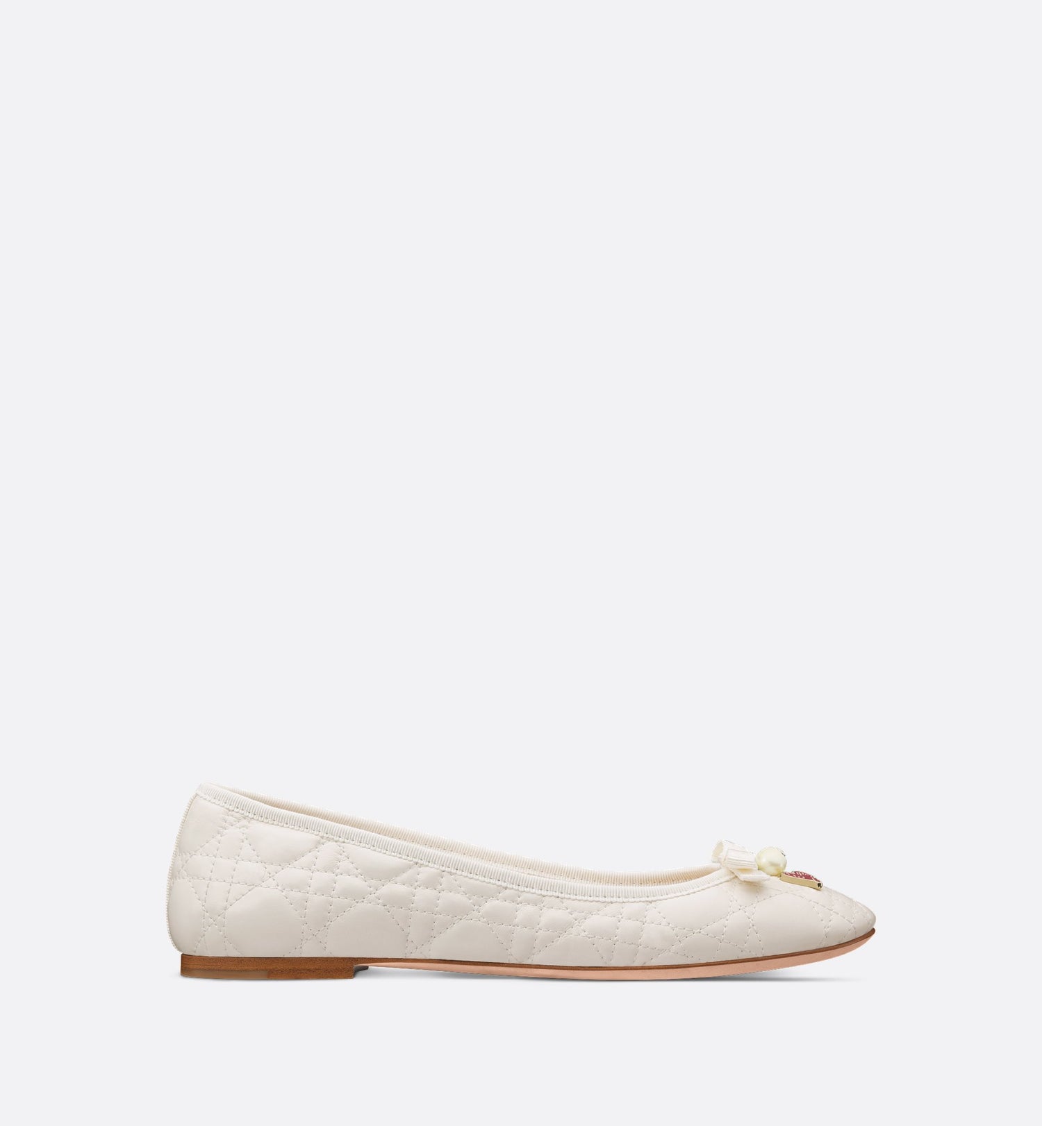 Dioramour Ballet Flat White Quilted Cannage Calfskin