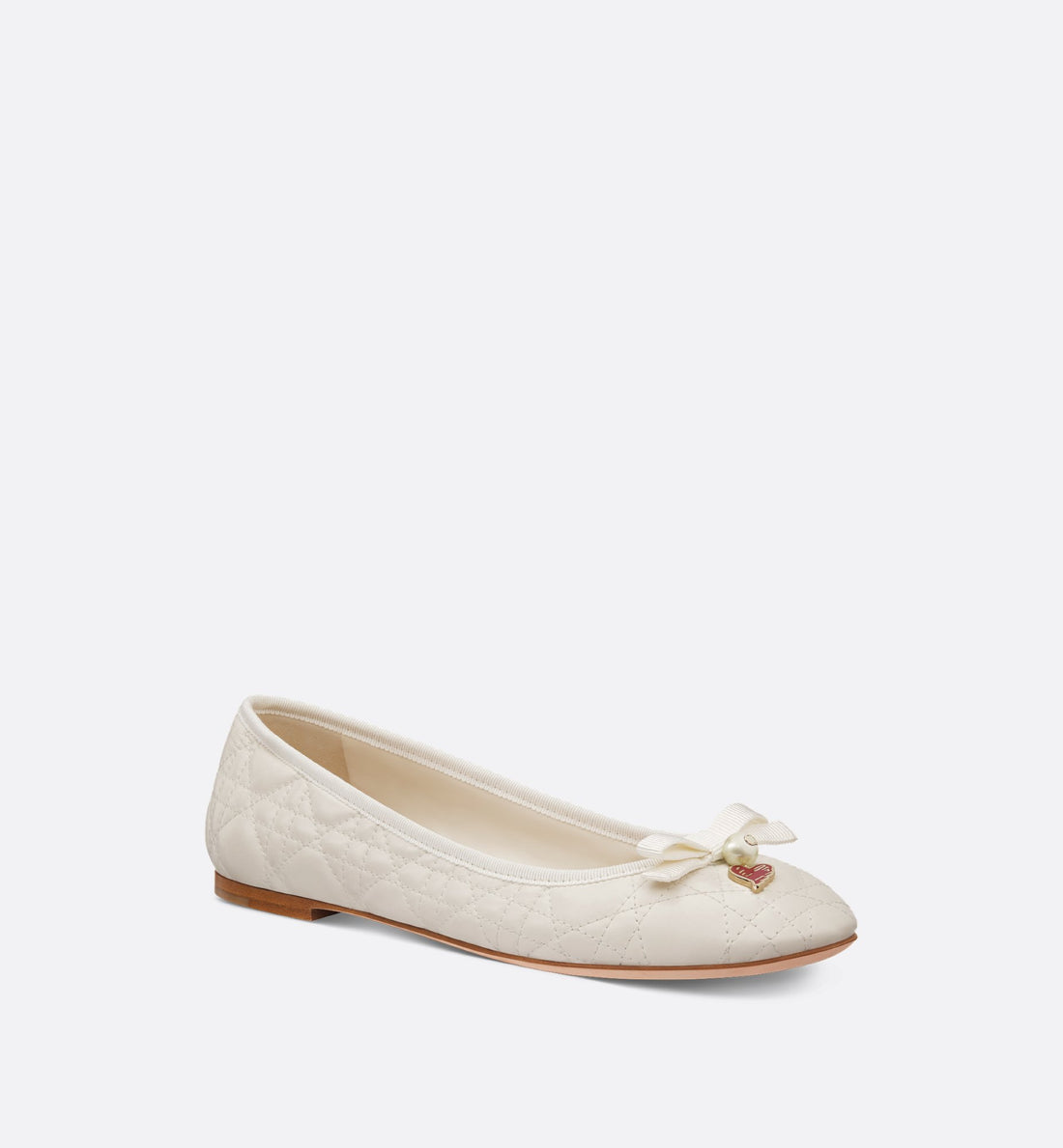 Dioramour Ballet Flat White Quilted Cannage Calfskin