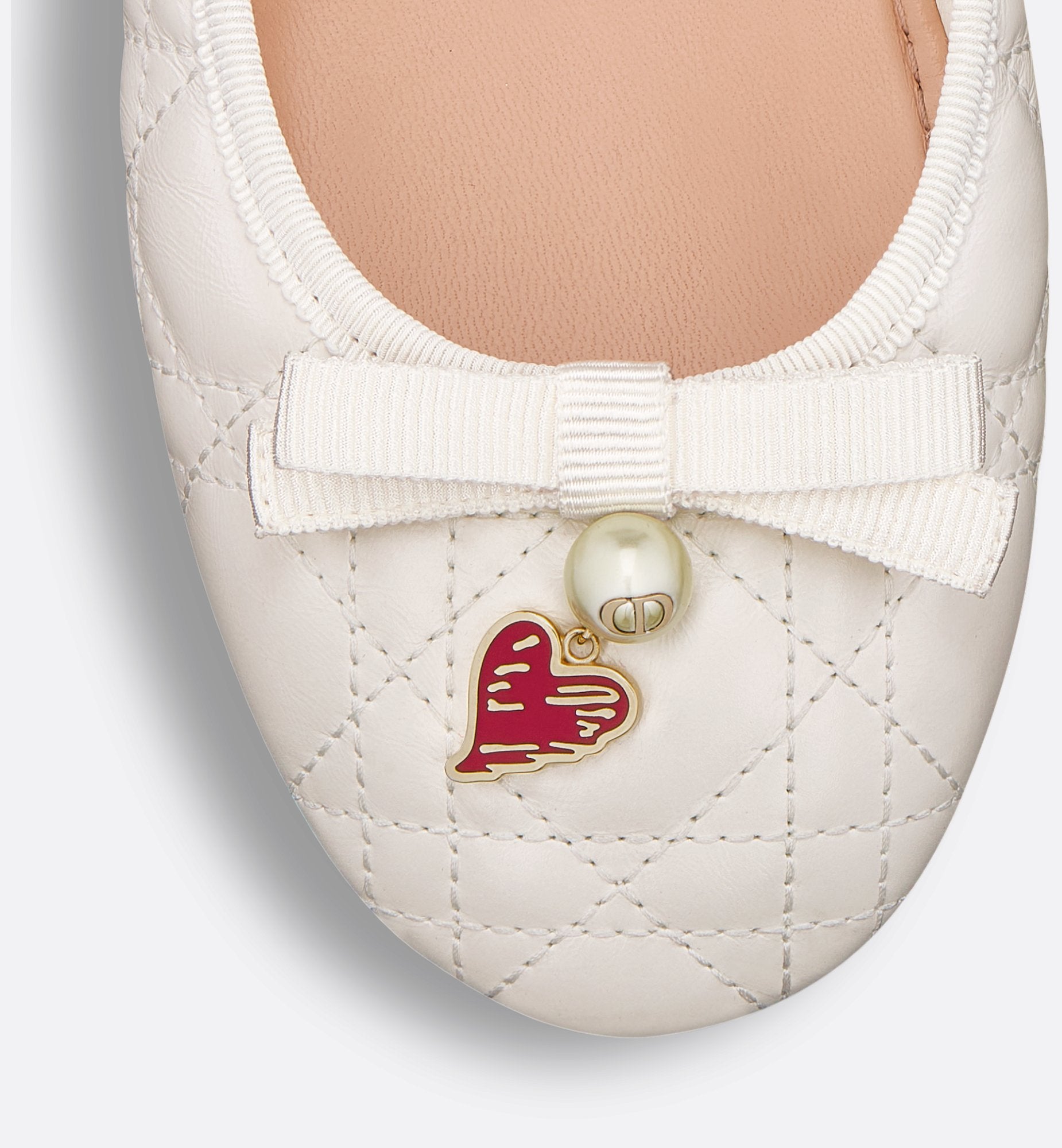 Dioramour Ballet Flat White Quilted Cannage Calfskin