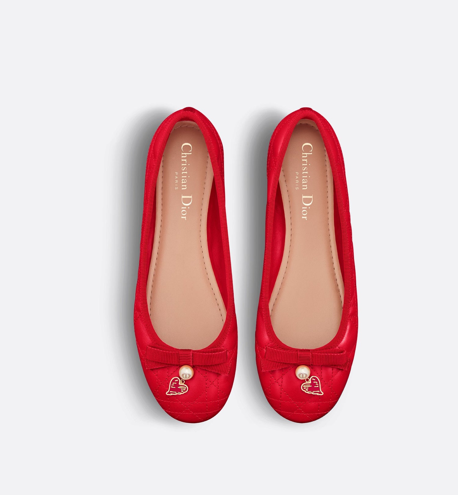 Dioramour Ballet Flat Red Quilted Cannage Calfskin