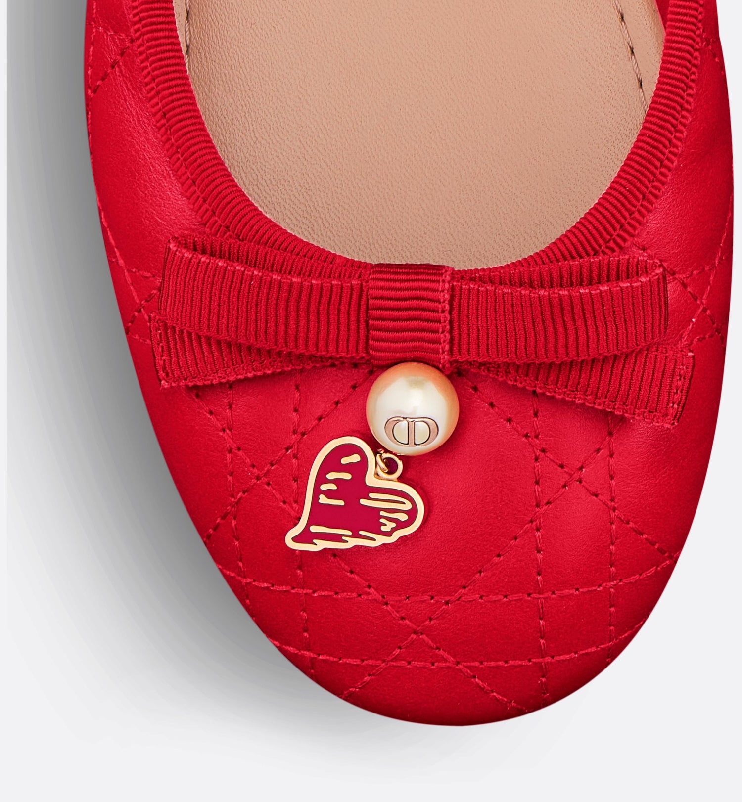 Dioramour Ballet Flat Red Quilted Cannage Calfskin