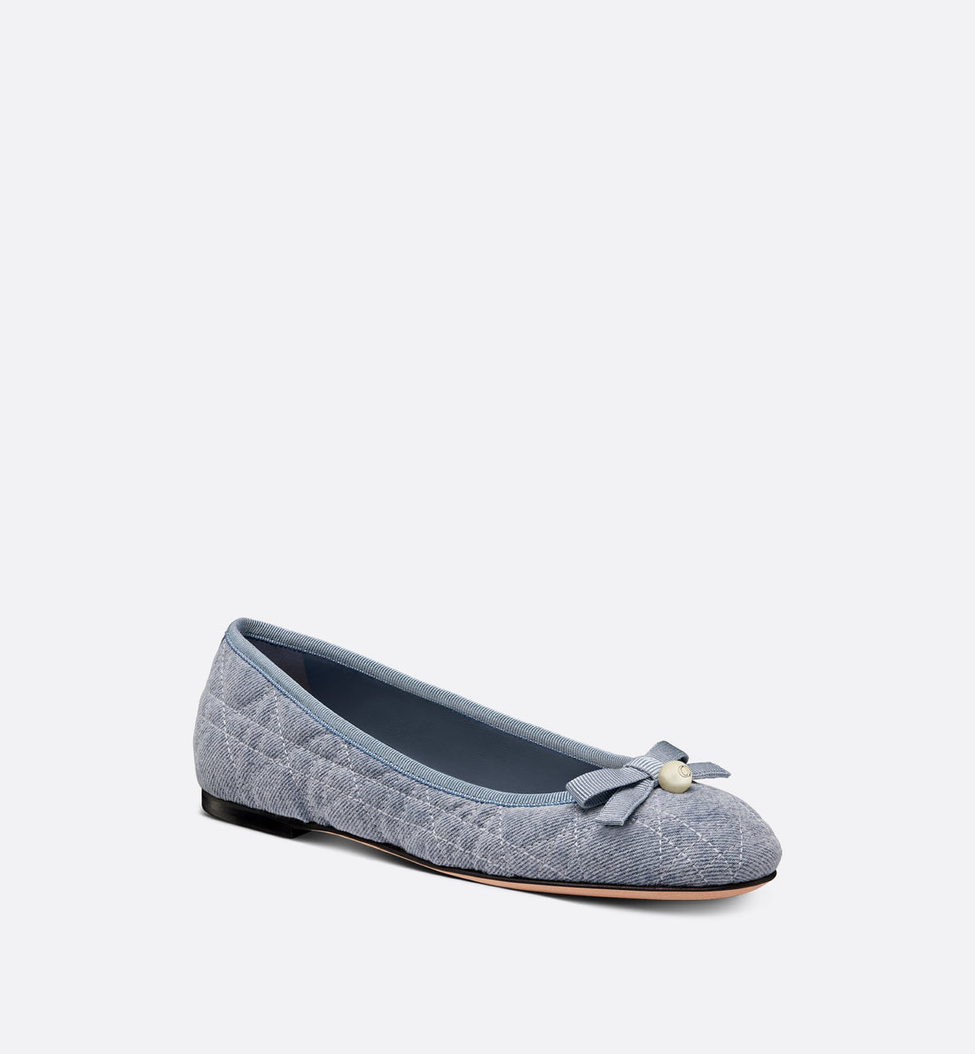 Ballet Flat Blue Cannage Embroidered Denim