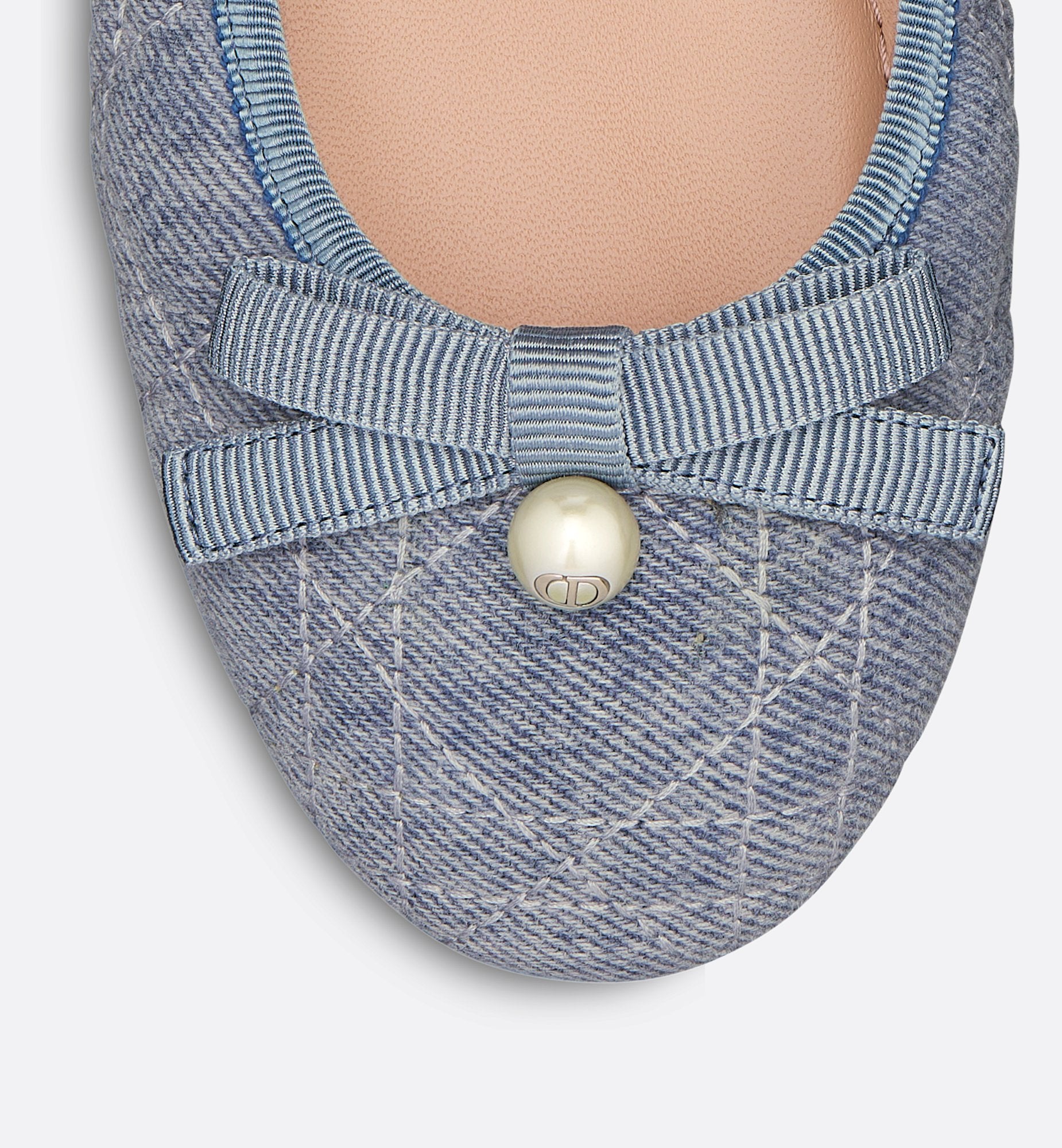 Ballet Flat Blue Cannage Embroidered Denim