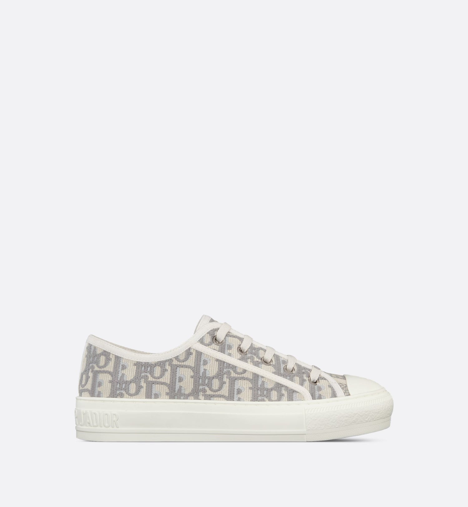 Walk N Dior Sneaker Stone Gray Oblique Embroidered Cotton