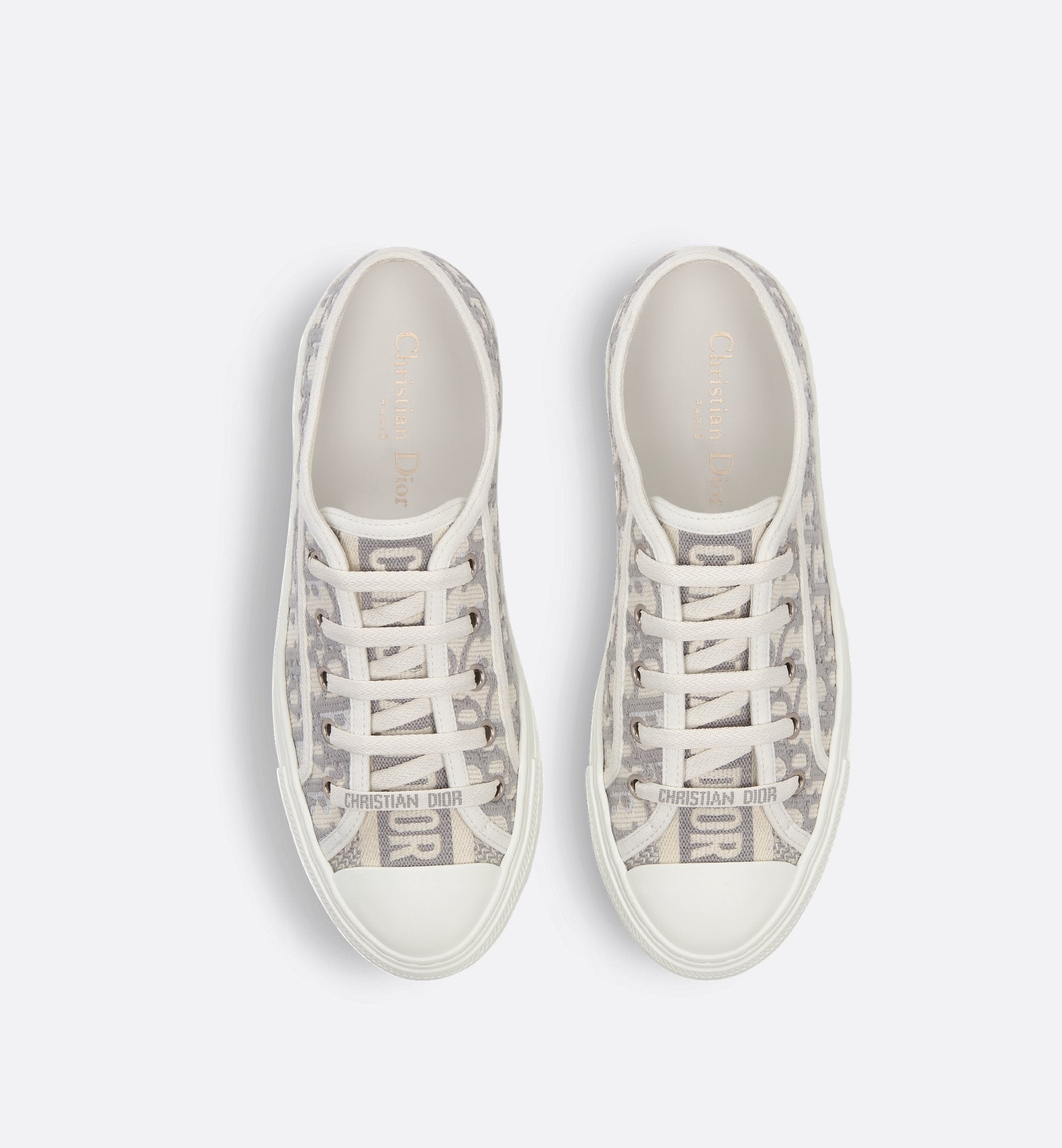 Walk N Dior Sneaker Stone Gray Oblique Embroidered Cotton