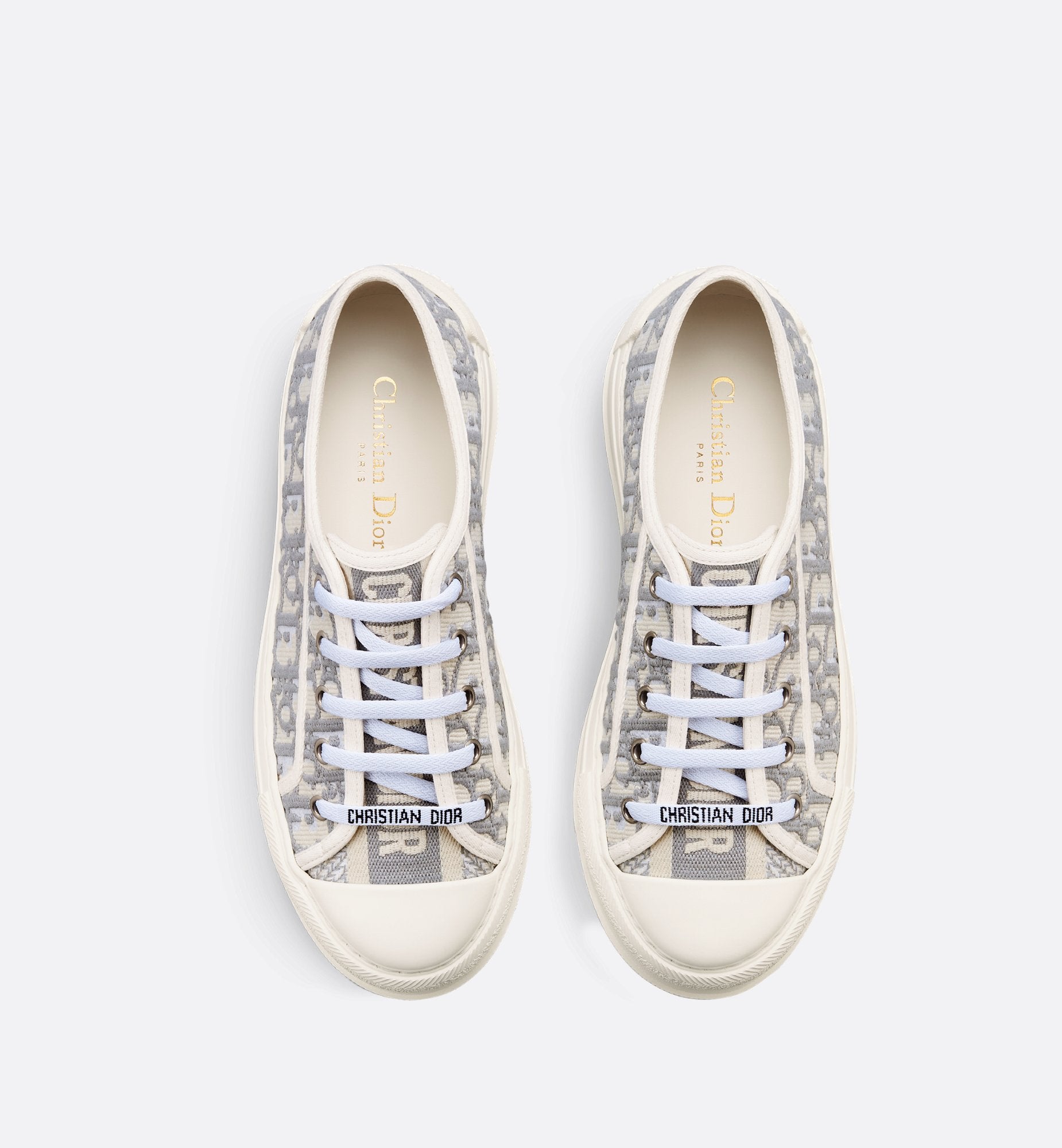 Walk N Dior Platform Sneaker Stone Gray Oblique Embroidered Cotton