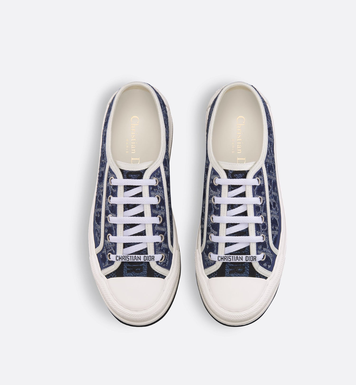 Walk N Dior Platform Sneaker Blue Stonewashed Effect Cotton Denim Embroidered With Dior Oblique Motif