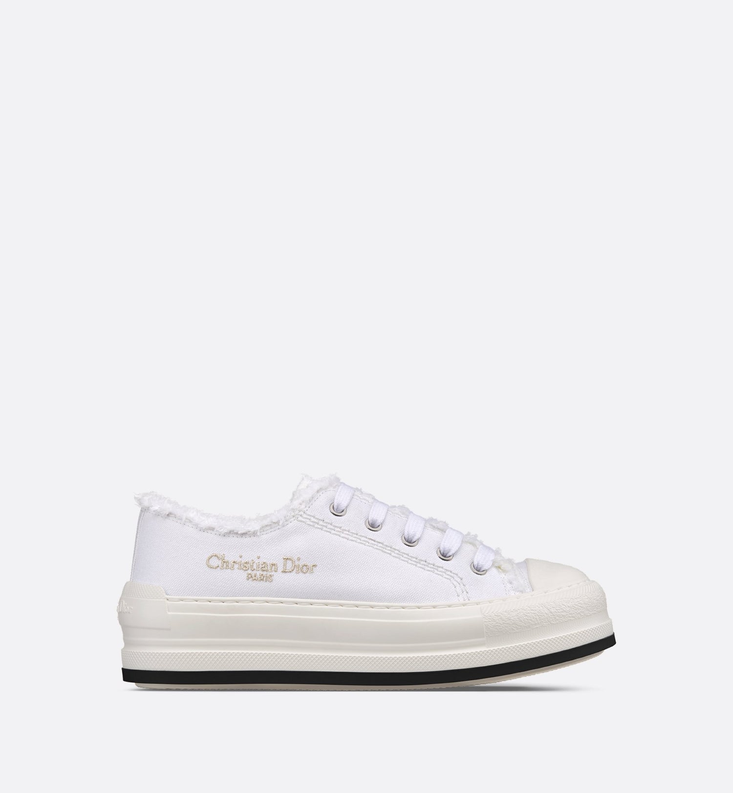 Dioriviera Walk N Dior Platform Sneaker White Fringed And Embroidered Cotton Canvas