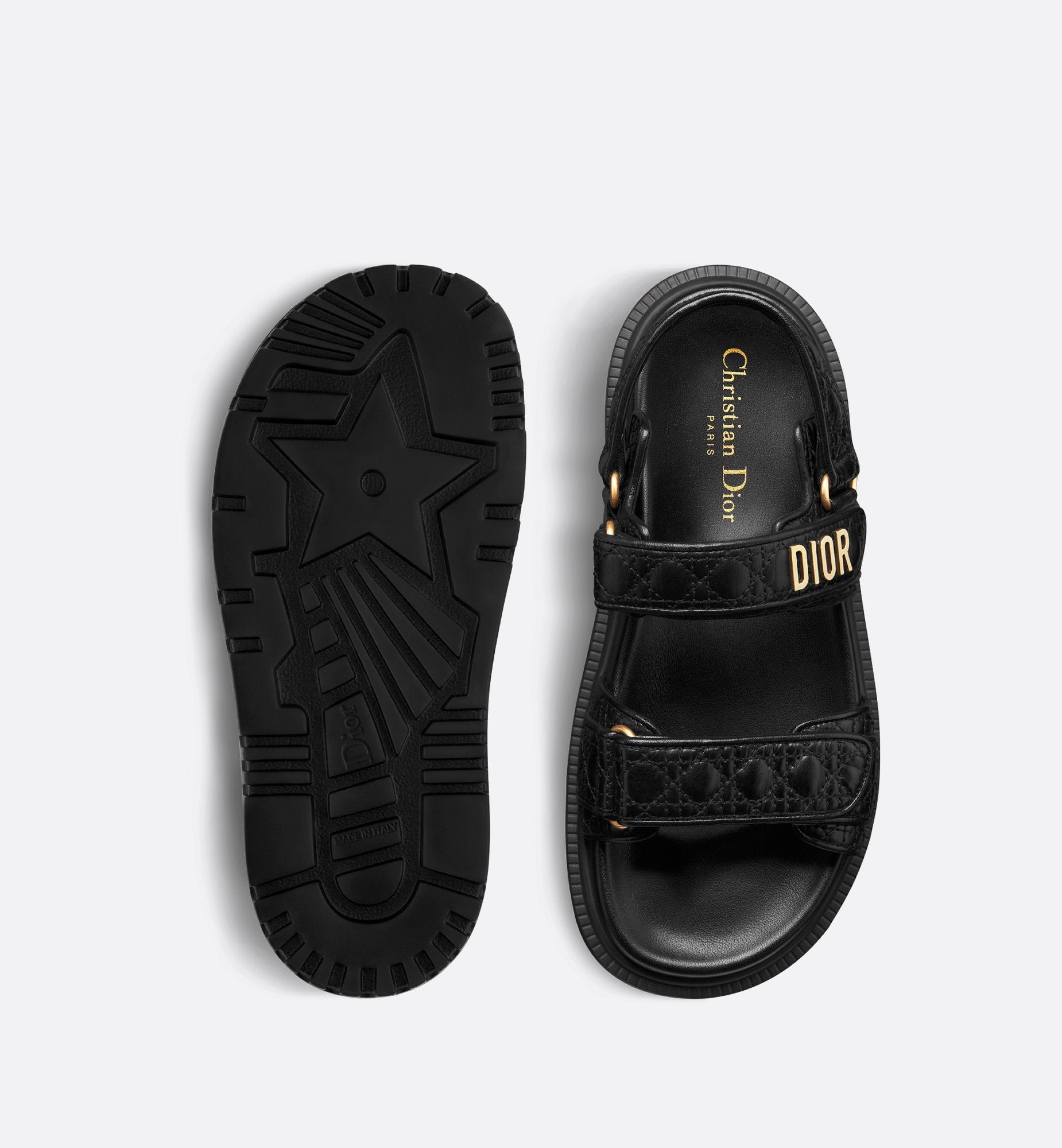 Dioract Sandal Black Quilted Cannage Calfskin