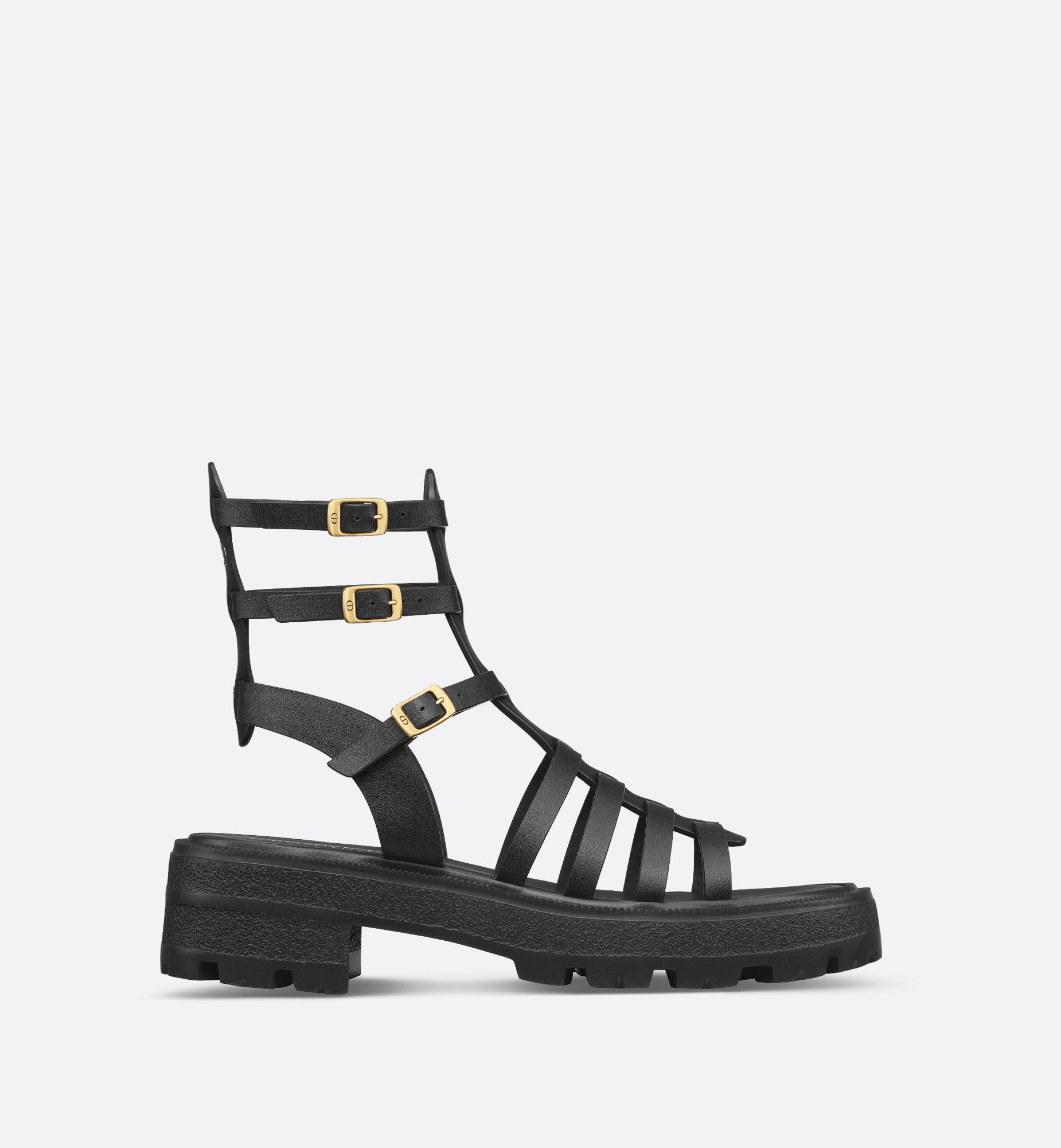 Bay Platform Sandal Black Calfskin