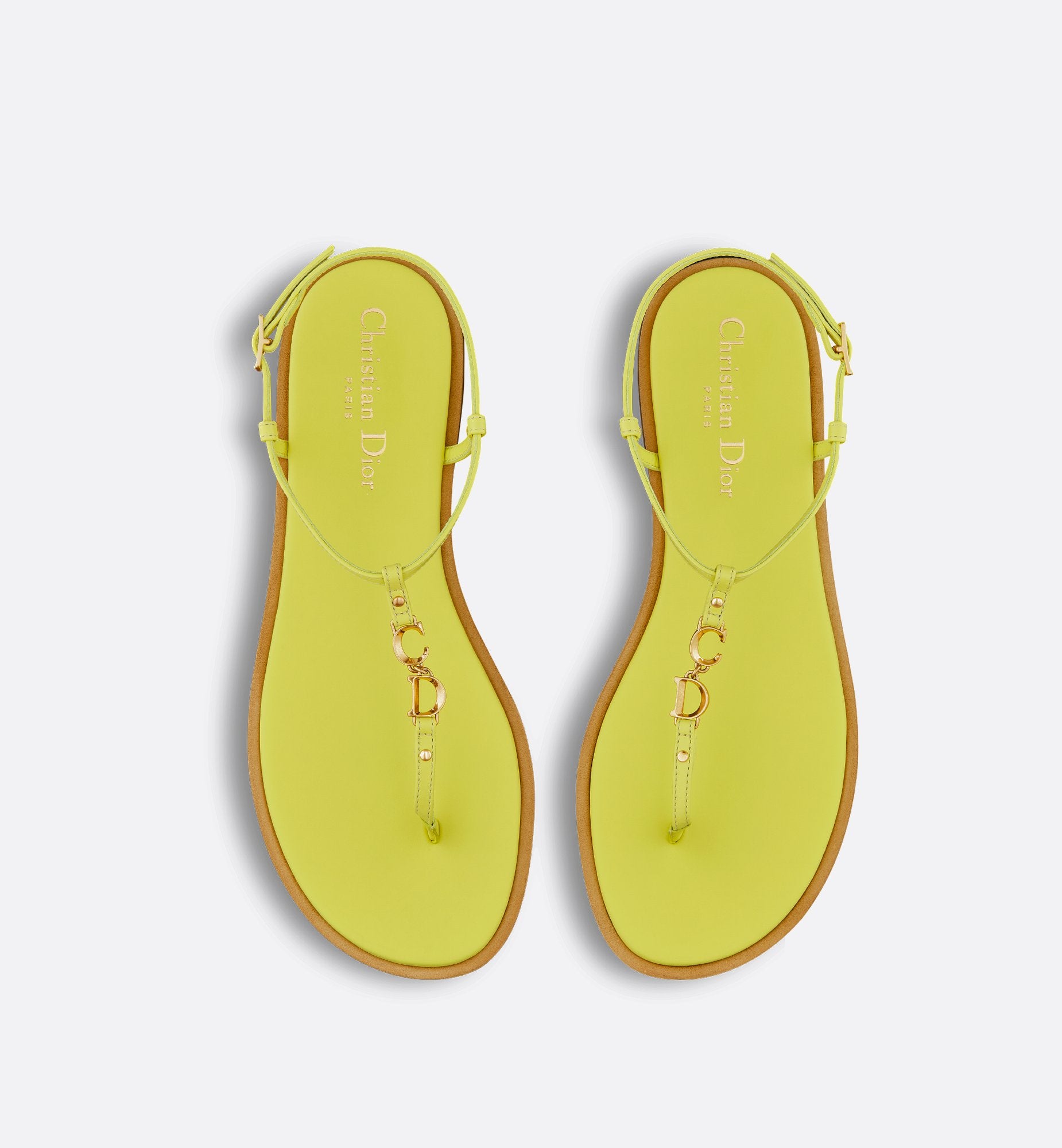 Dioriviera C Est Dior Thong Sandal Lemon Yellow Calfskin