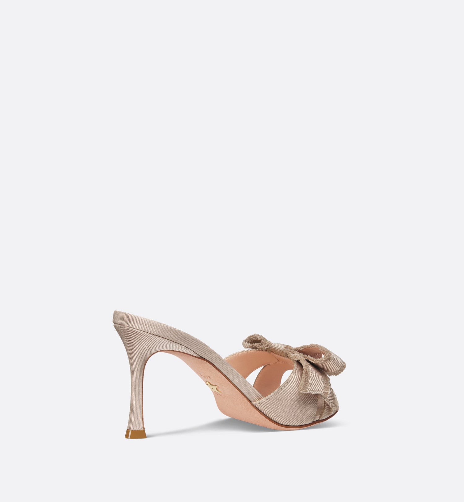 Adiorable Heeled Slide Nude Fringed Grosgrain