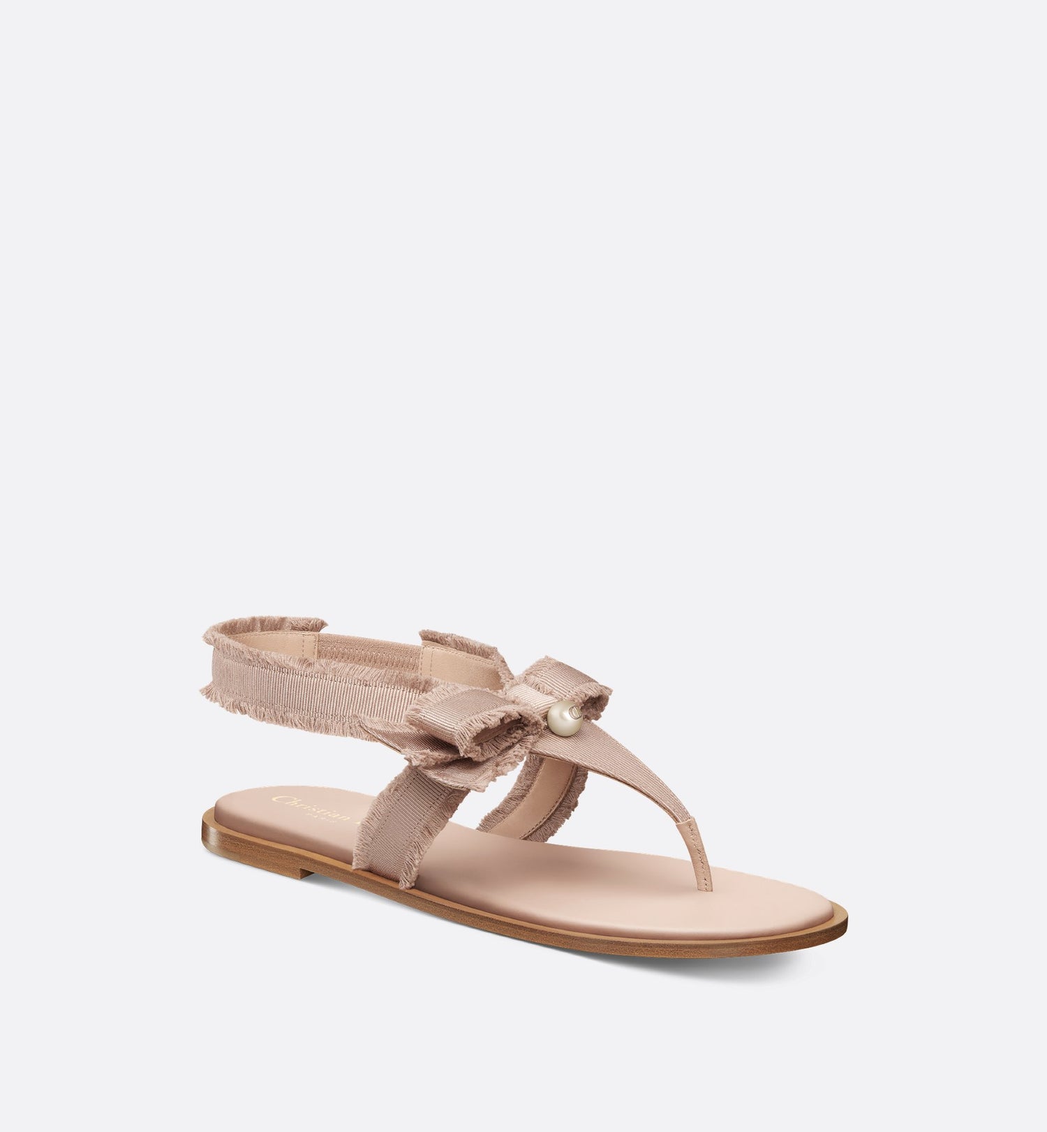 Adiorable Thong Sandal Nude Fringed Grosgrain