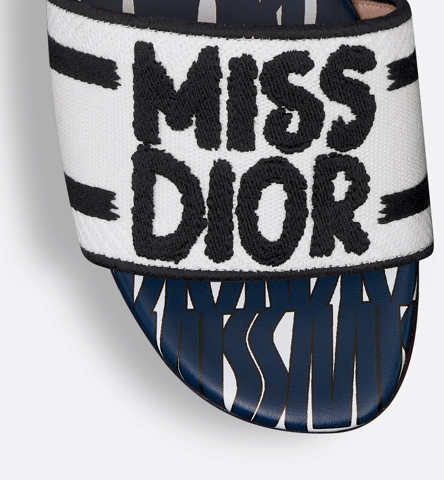 Dway Slide Embroidered Cotton And Deep Blue Miss Dior Allover Motif