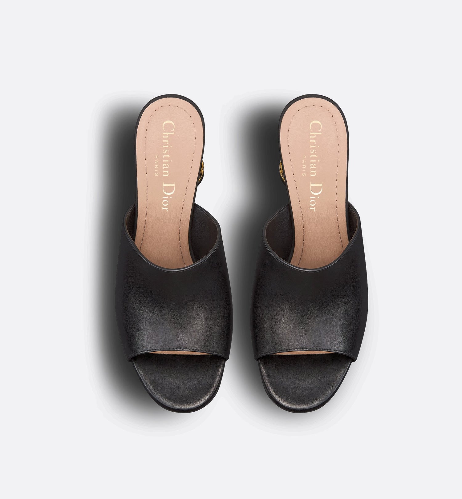 Icon Heeled Slide Black Calfskin