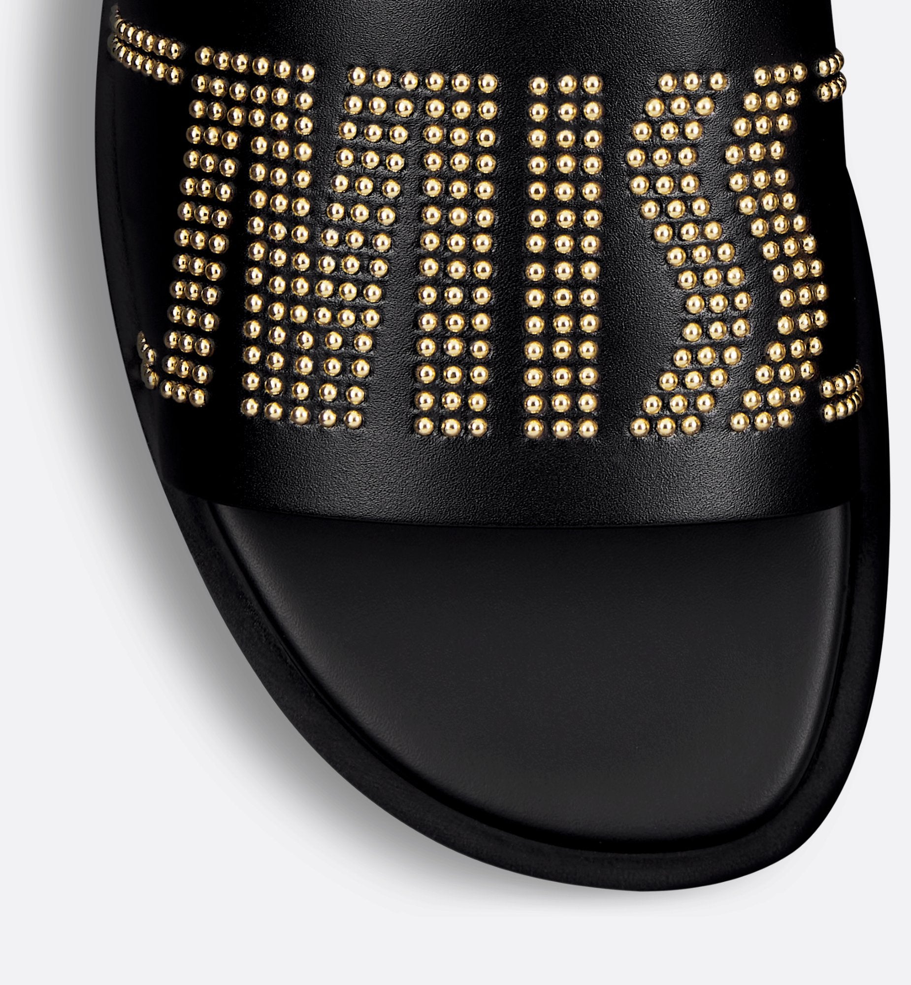 Dway Slide Black Calfskin And Gold Finish Studs