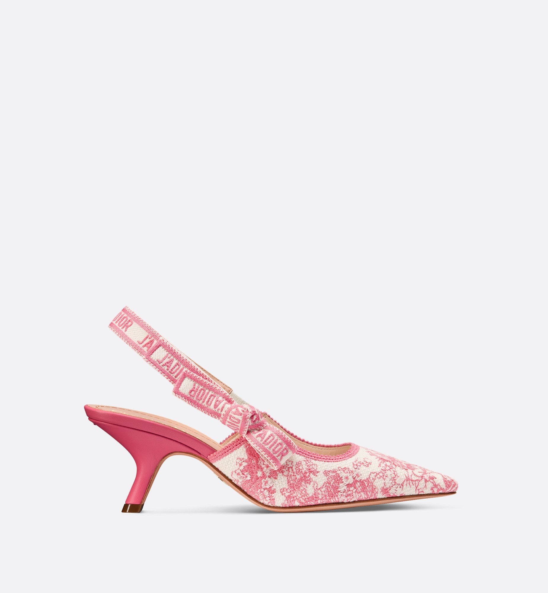 Dioriviera JAdior Slingback Pump Cotton Embroidered With Candy Pink Toile De Jouy Sauvage Motif