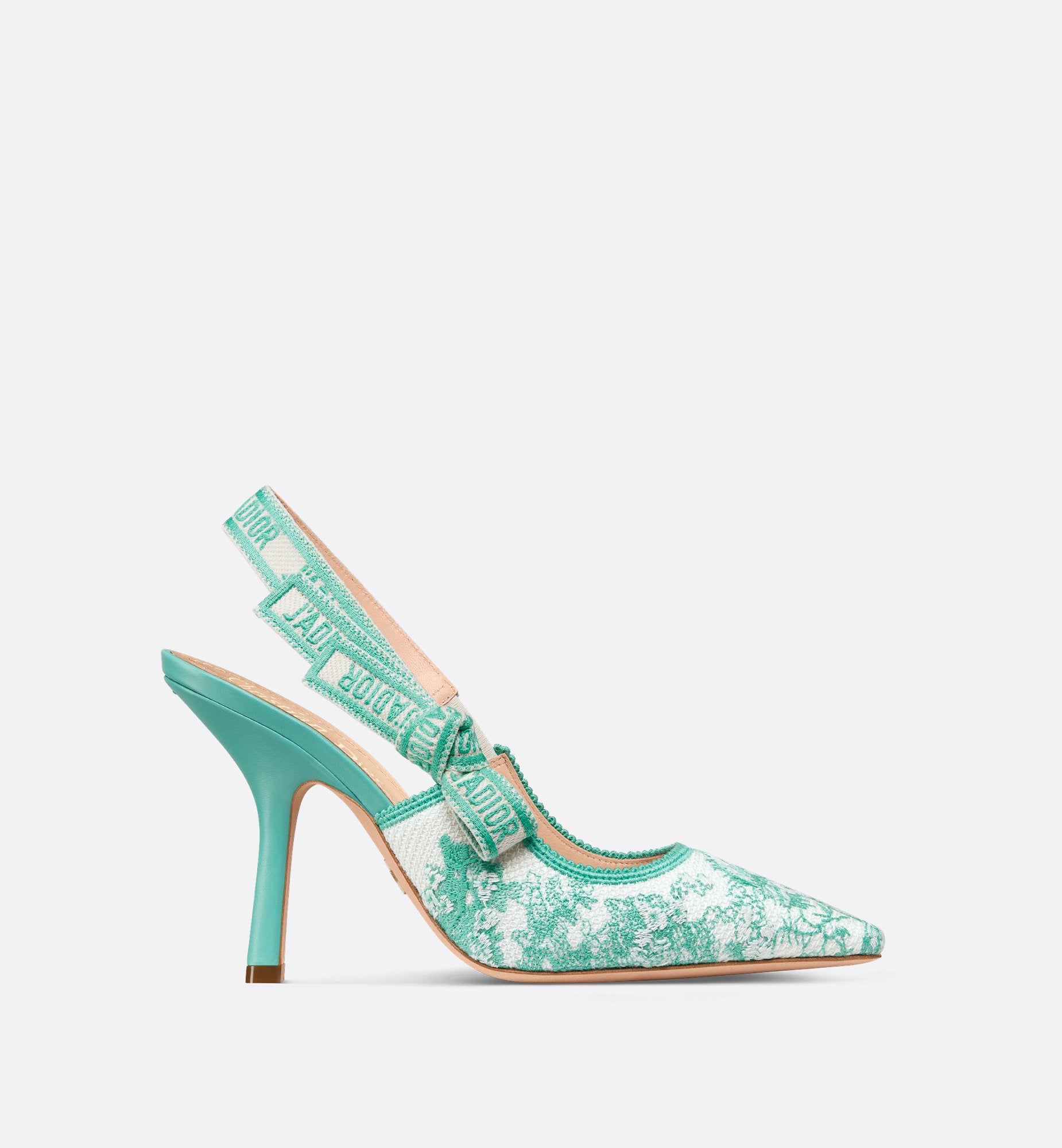 Dioriviera JAdior Slingback Pump Cotton Embroidered With Aquamarina Toile De Jouy Sauvage Motif