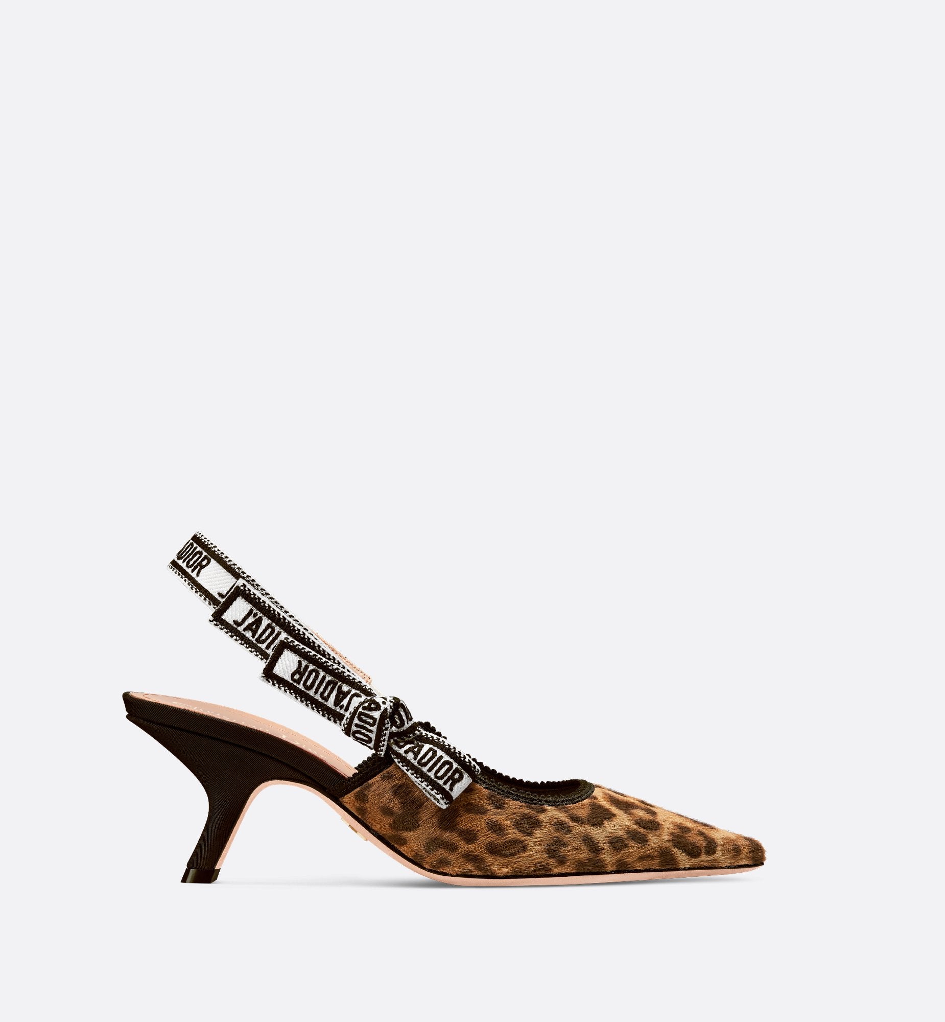 JAdior Slingback Pump Camel Pony Hair Calfskin With Brown Leopard Motif