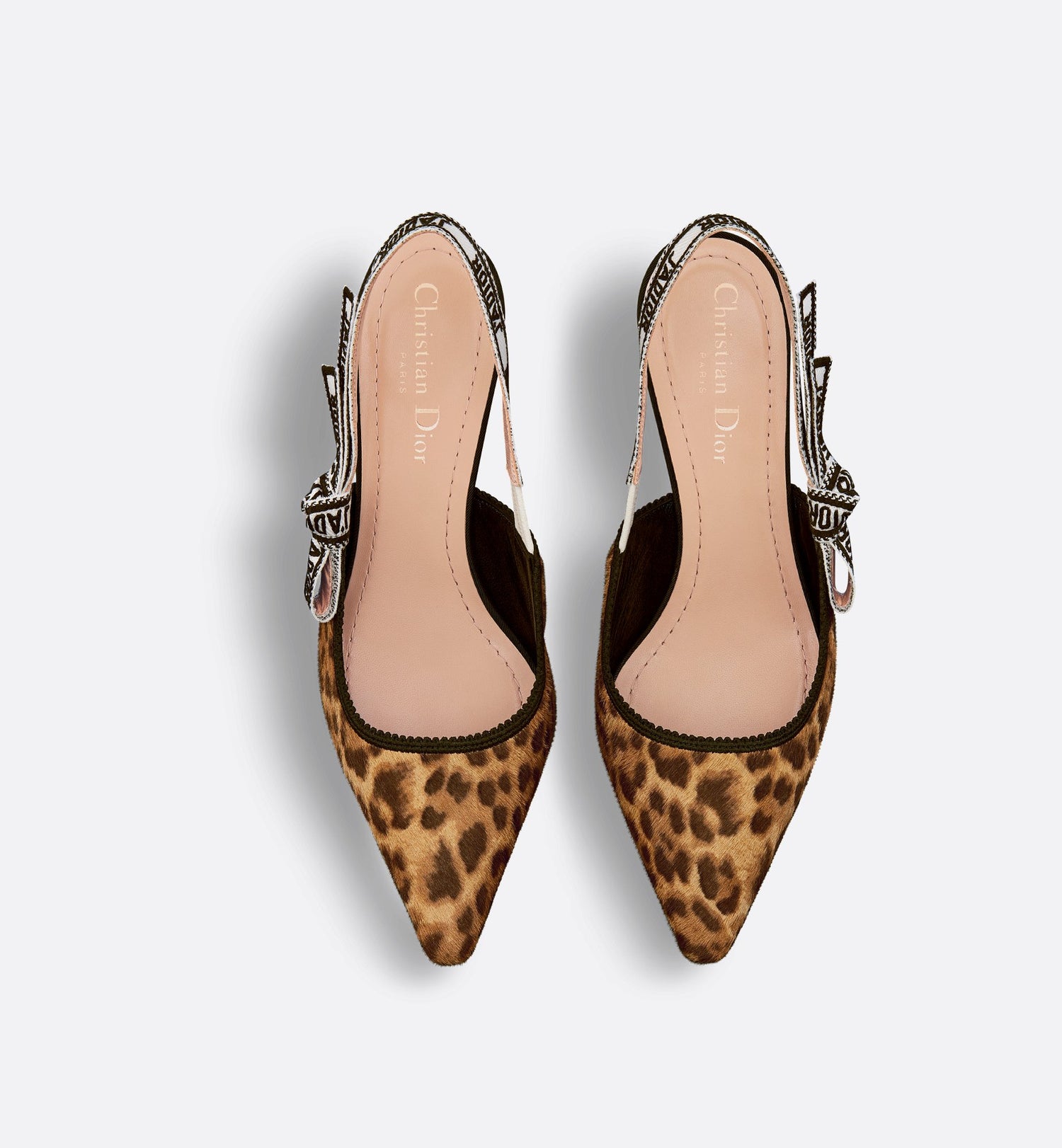 JAdior Slingback Pump Camel Pony Hair Calfskin With Brown Leopard Motif