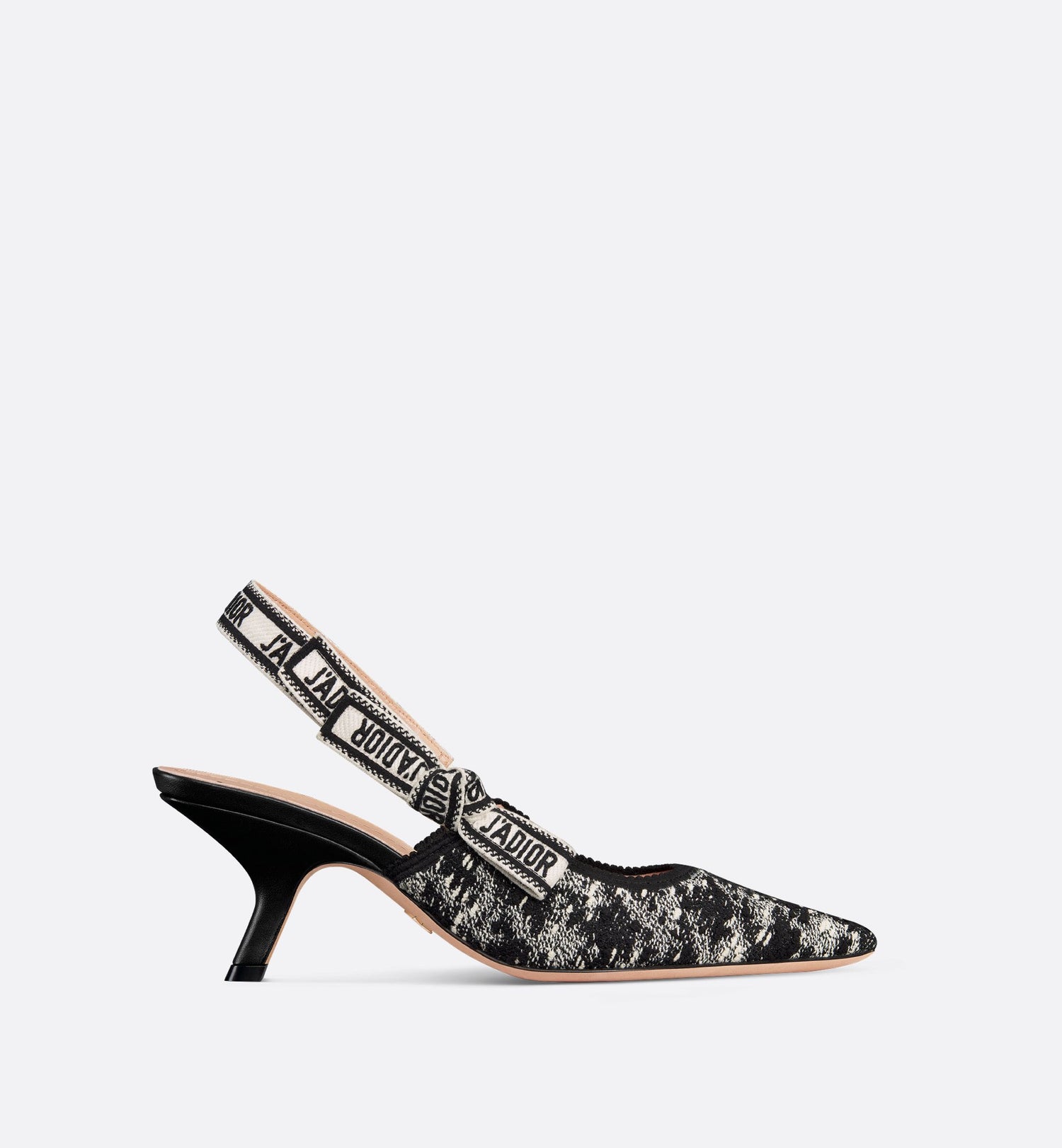 JAdior Slingback Pump Black And White Houndstooth Tweed