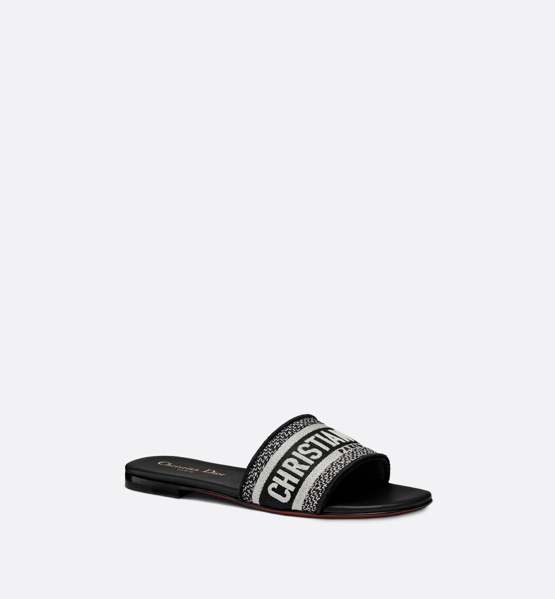 Dway Slide Black Embroidered Cotton