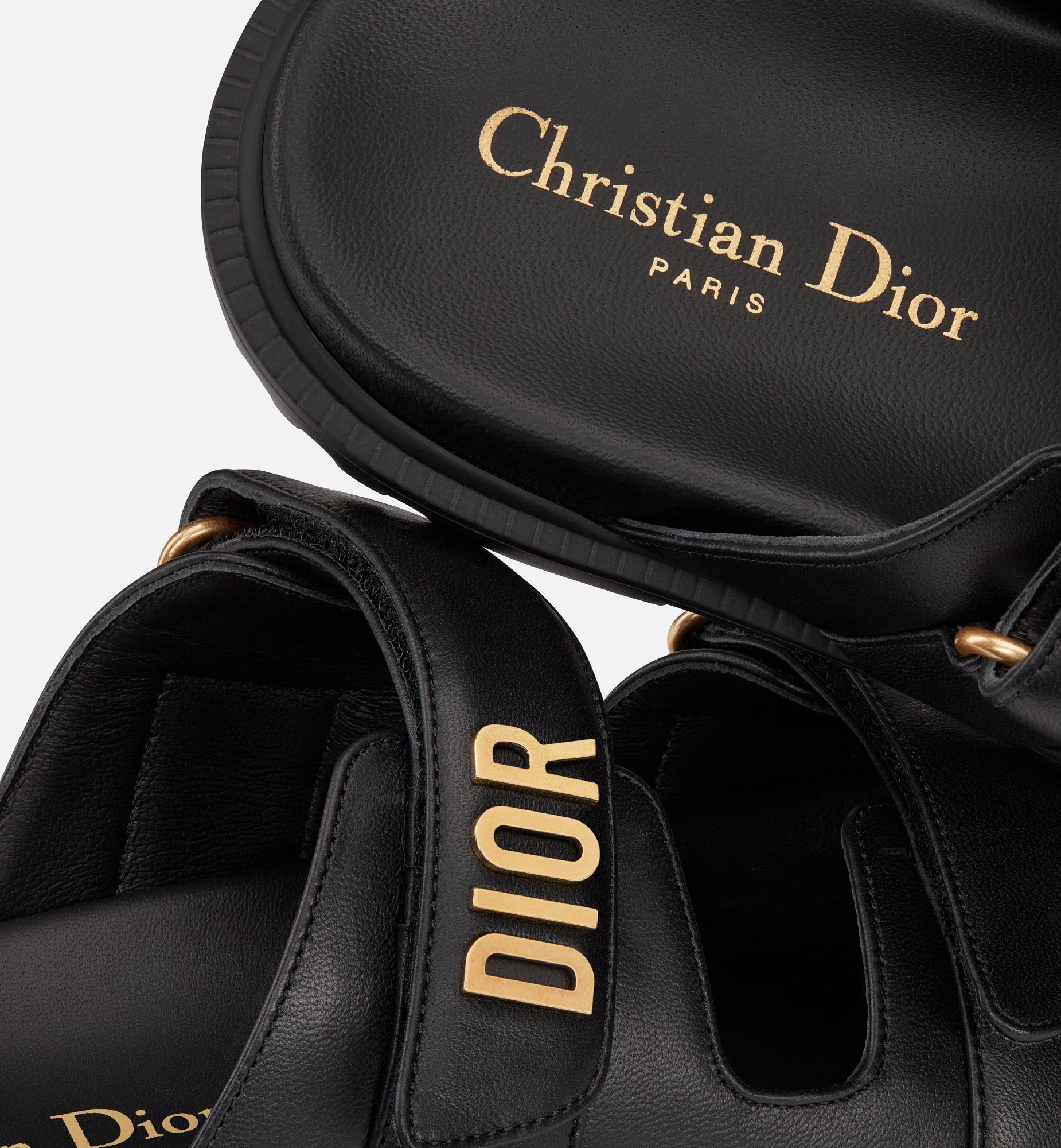 Dioract Slide Black Lambskin