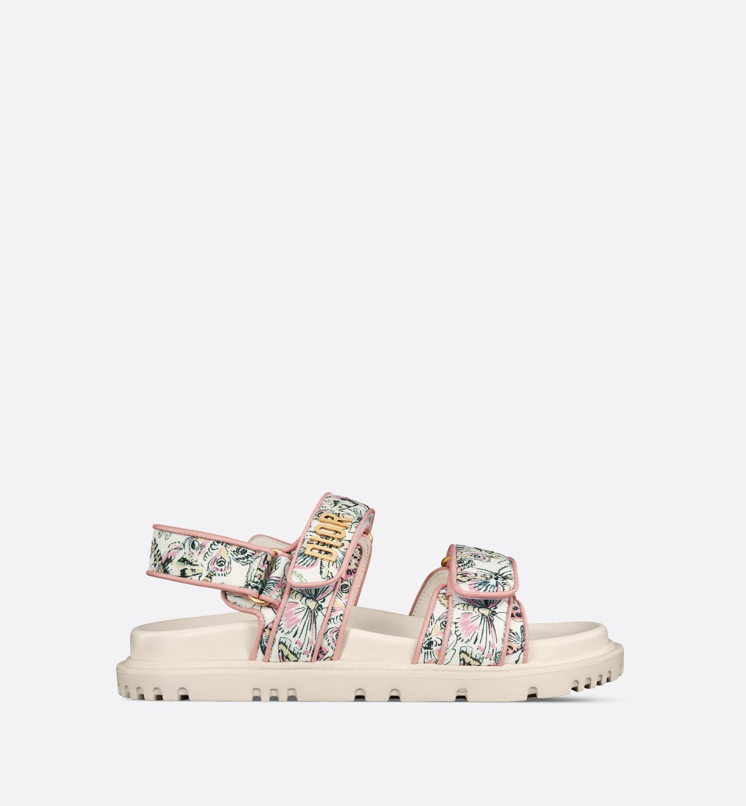 Dioract Sandal White Technical Fabric With Printed Multicolor Libellule Camouflage Motif