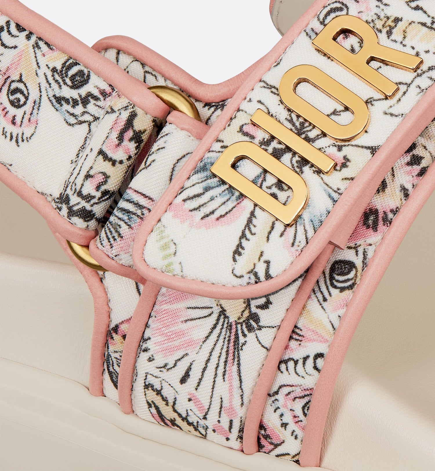 Dioract Sandal White Technical Fabric With Printed Multicolor Libellule Camouflage Motif