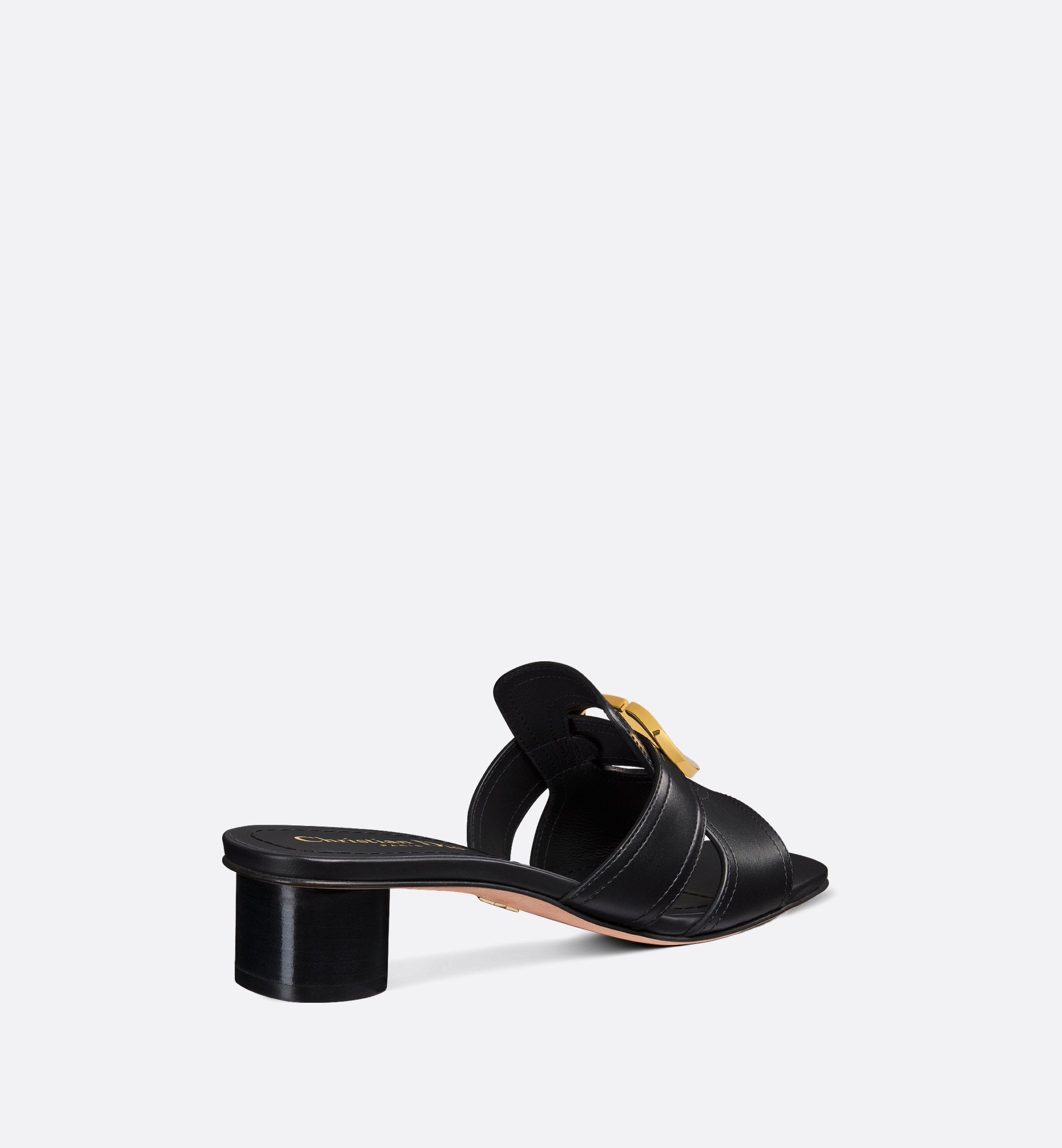 30 Montaigne Heeled Slide Black Calfskin