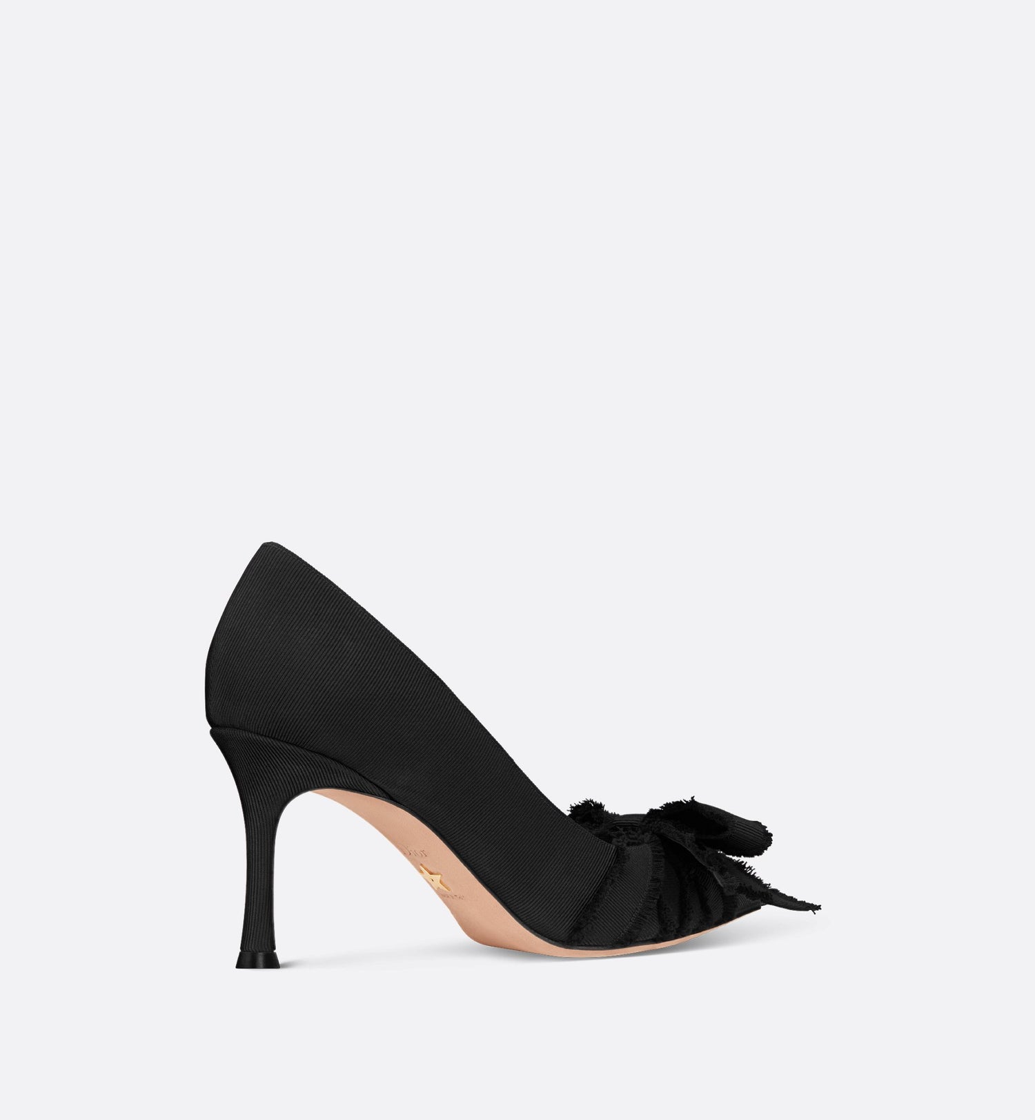 Adiorable Pump Black Fringed Grosgrain