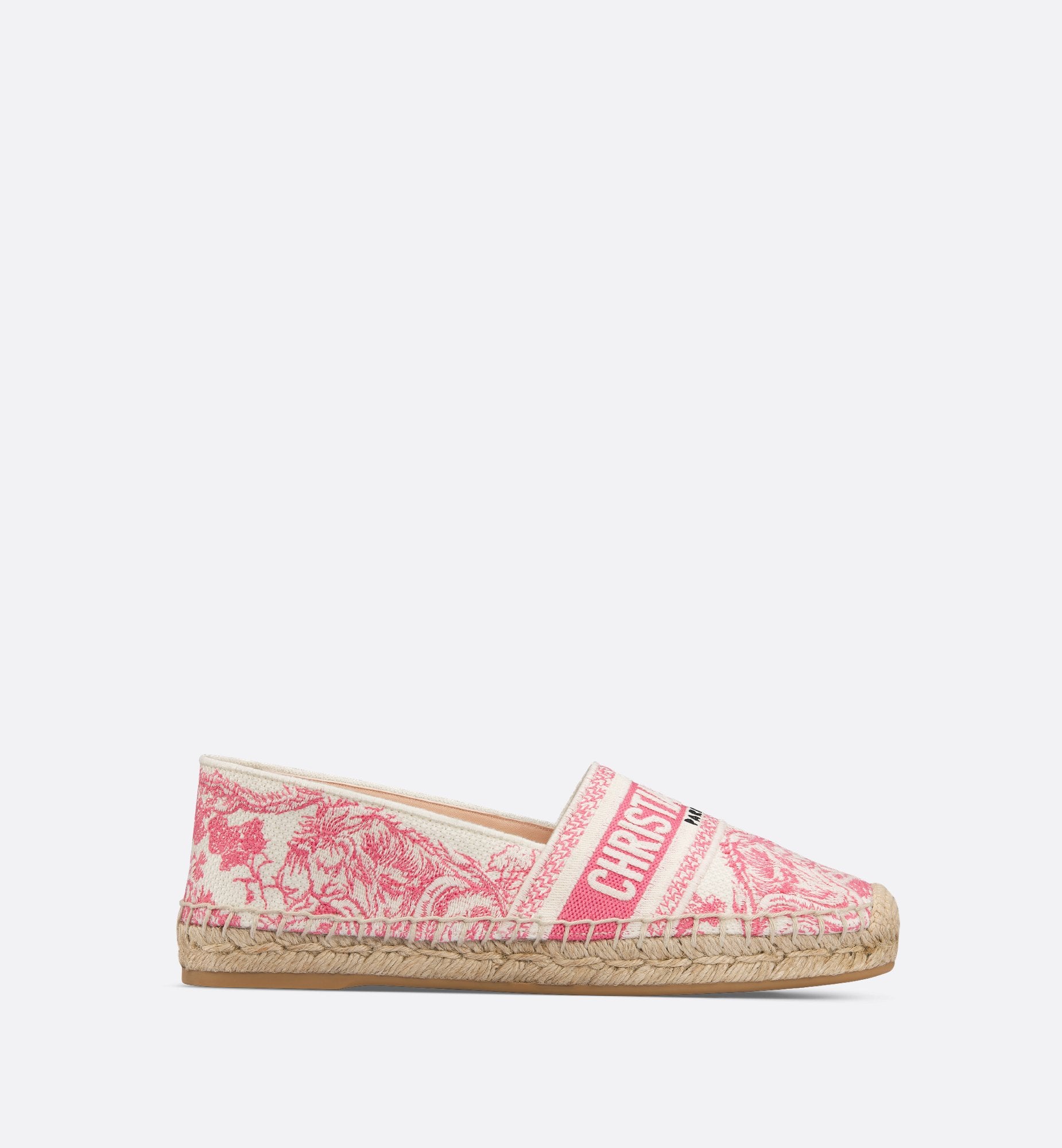 Dioriviera Granville Espadrille Cotton Embroidered With Candy Pink Toile De Jouy Sauvage Motif