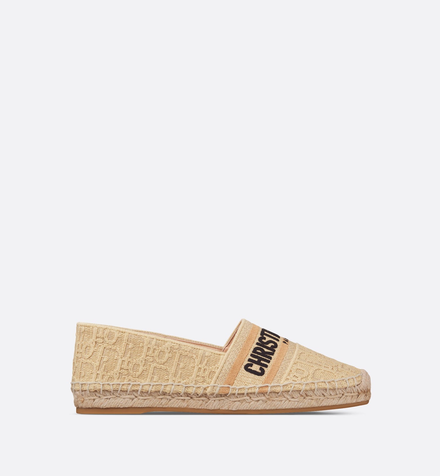 Granville Espadrille Natural Raffia Effect Cotton Embroidered With Dior Oblique Motif