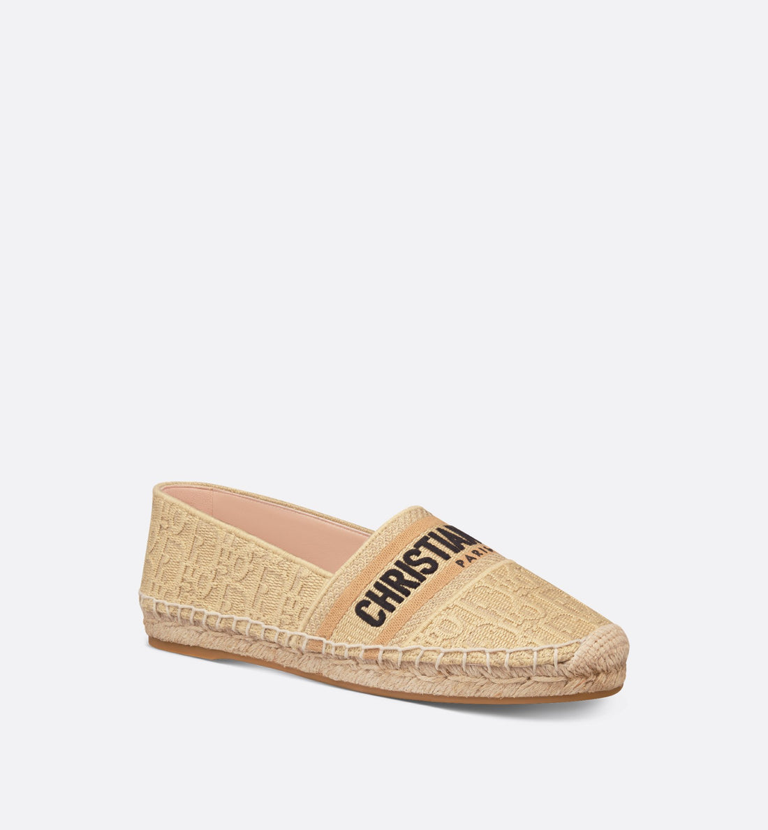 Granville Espadrille Natural Raffia Effect Cotton Embroidered With Dior Oblique Motif