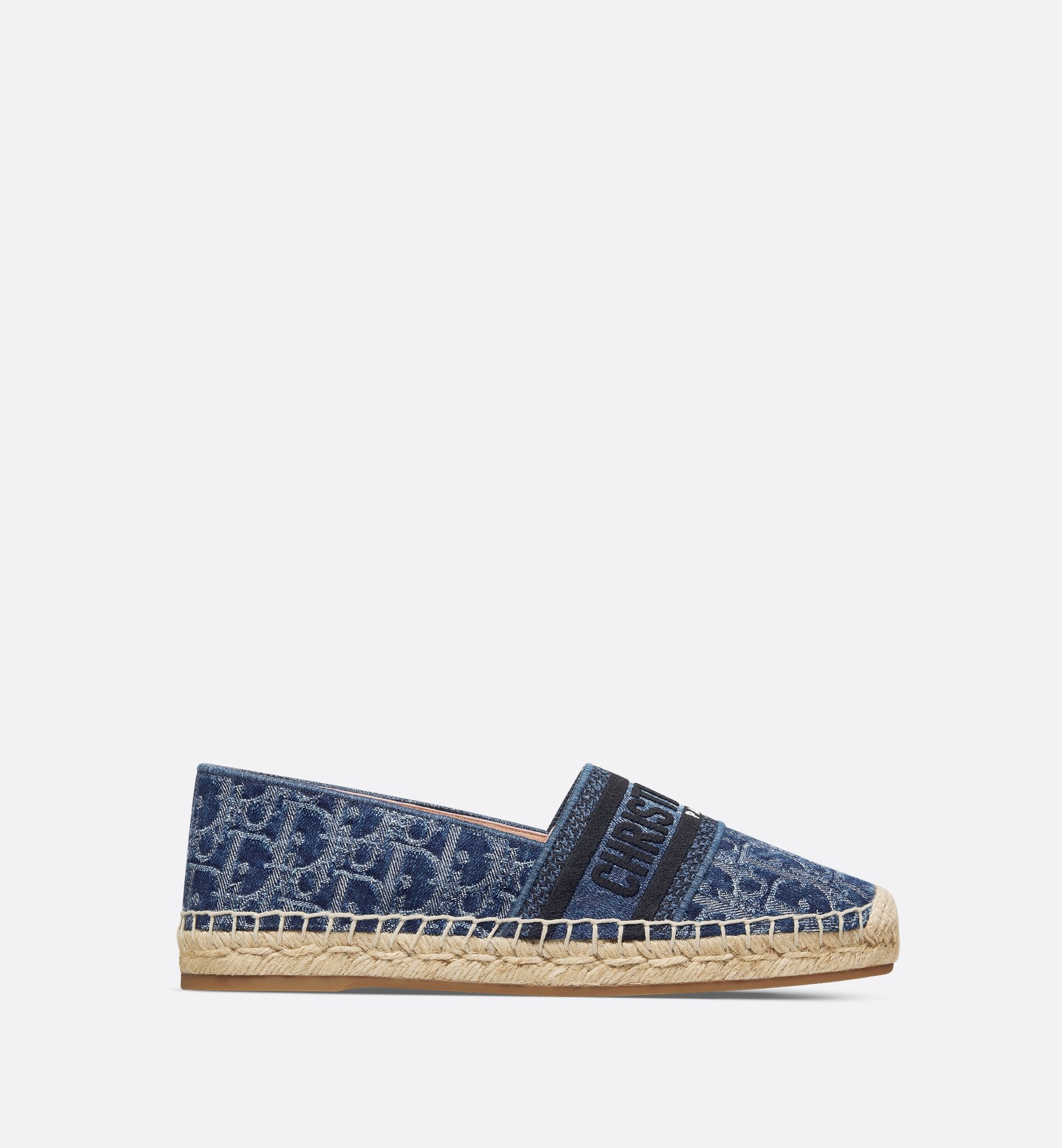 Granville Espadrille Blue Stonewashed Effect Cotton Denim Embroidered With Dior Oblique Motif