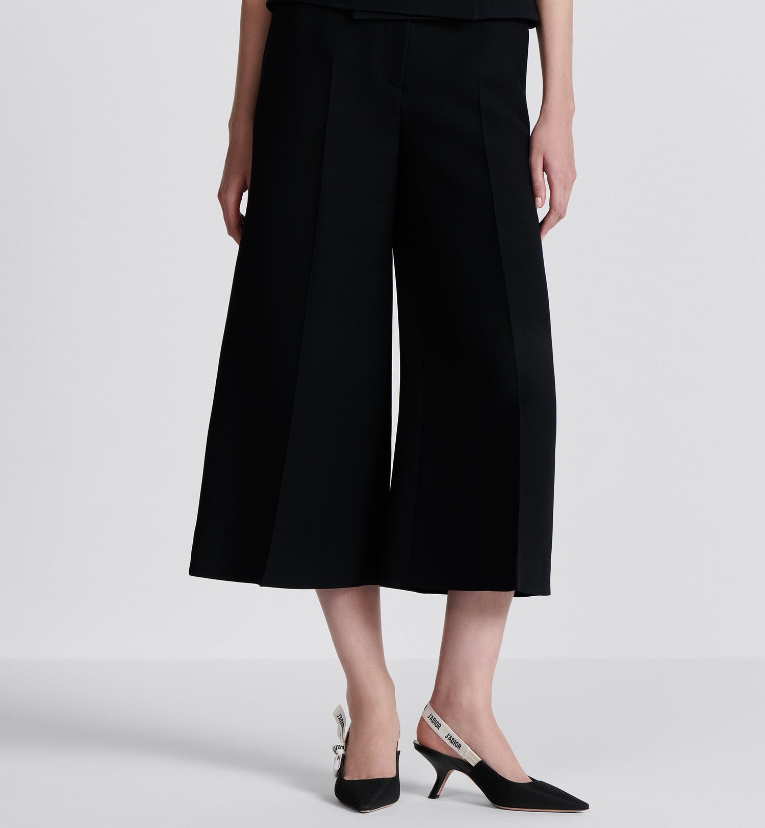 Cropped Pants Black Wool And Silk