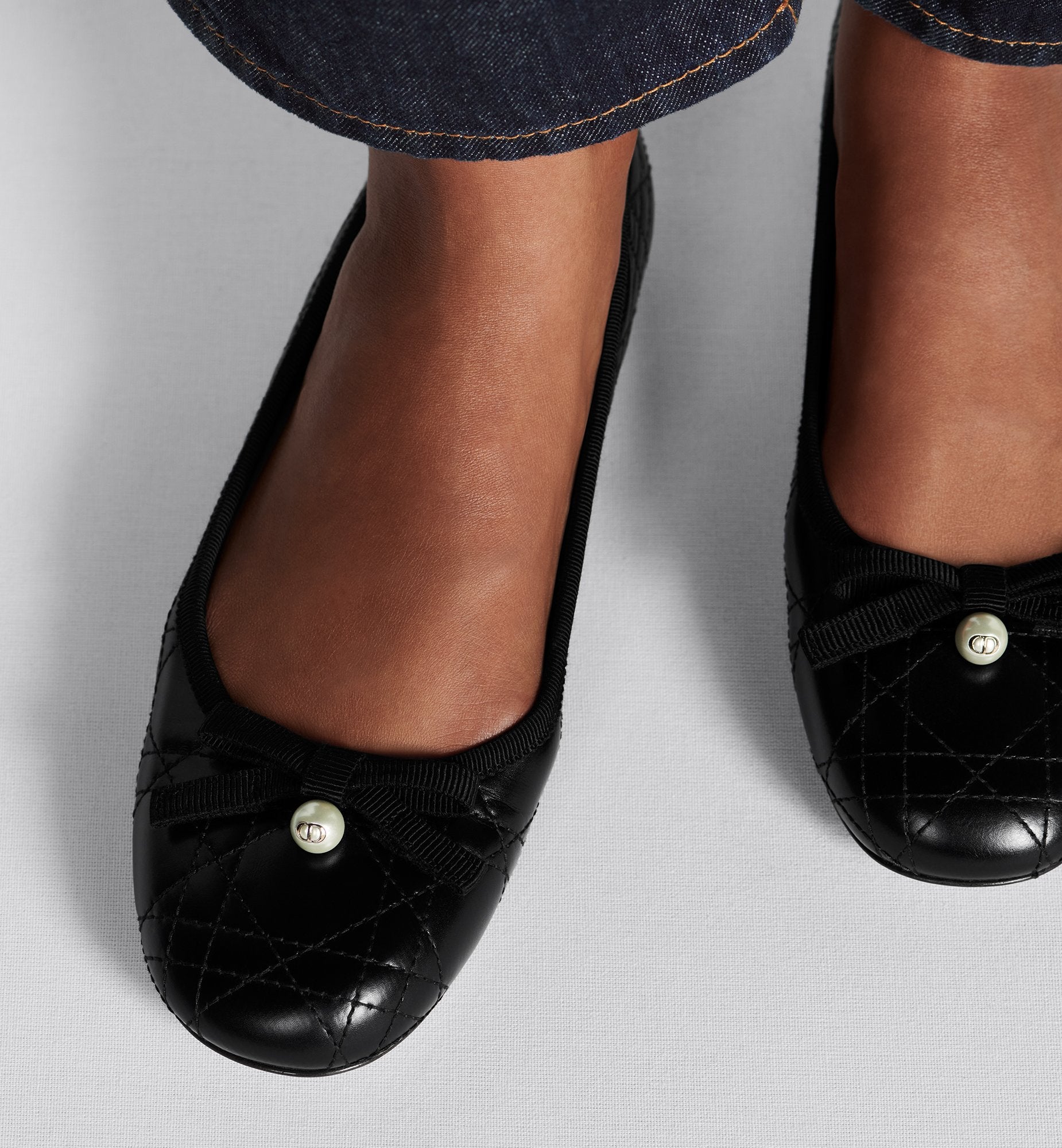 Ballet Flat Black Quilted Cannage Calfskin