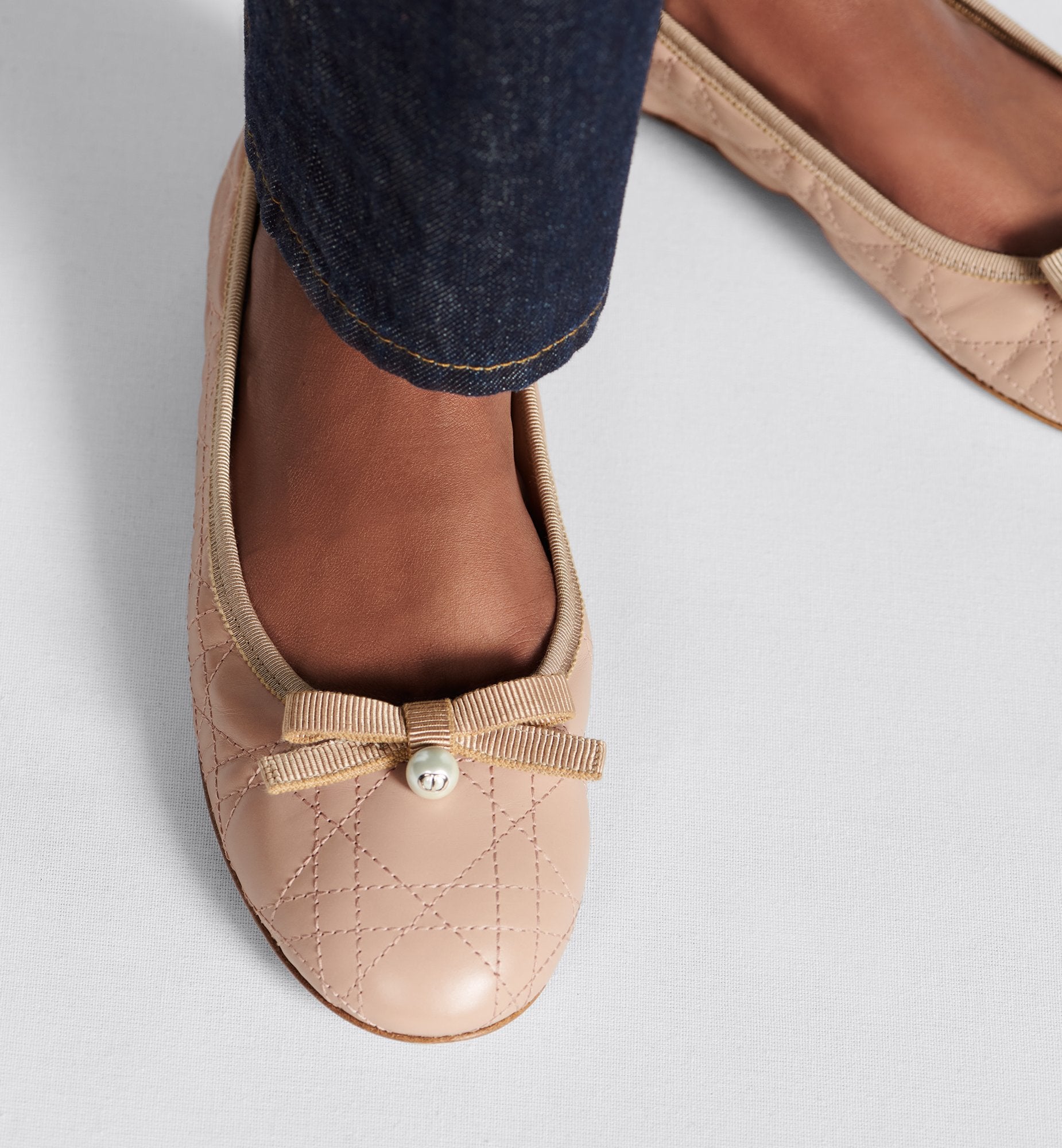 Ballet Flat Nude Quilted Cannage Calfskin