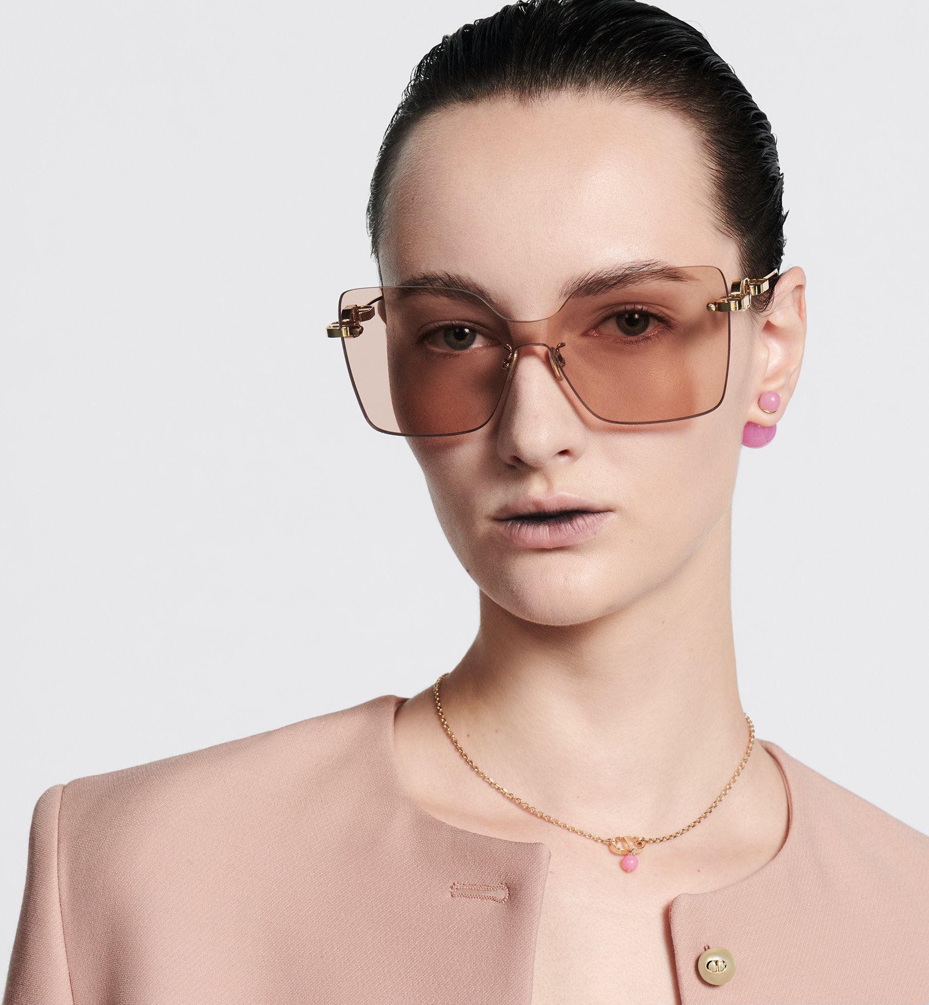 Cd Chain M1U Nude Square Sunglasses