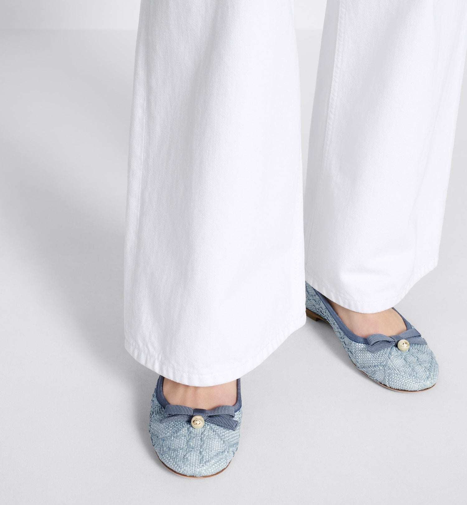 Ballet Flat Pastel Blue Cannage Raffia