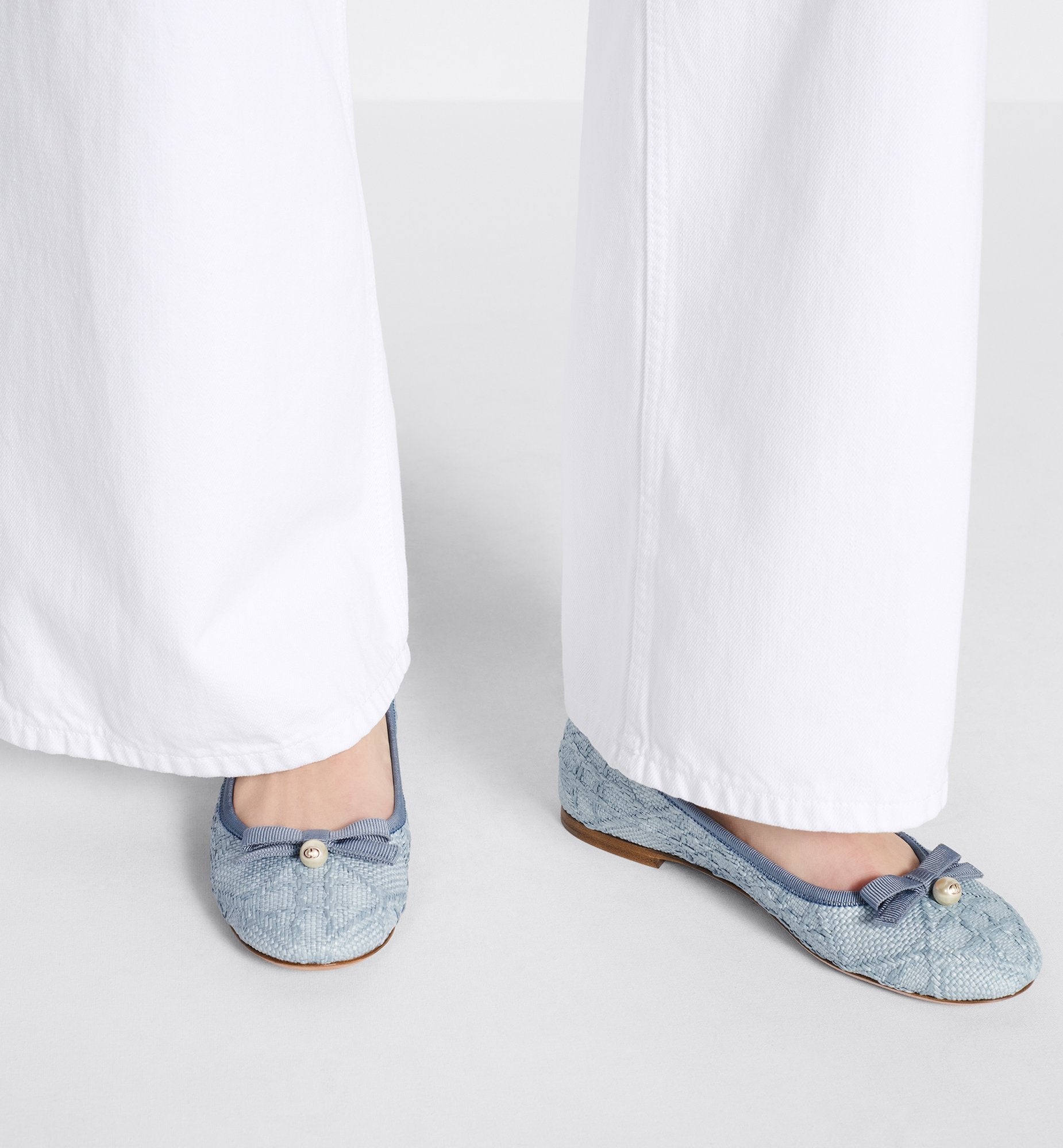 Ballet Flat Pastel Blue Cannage Raffia